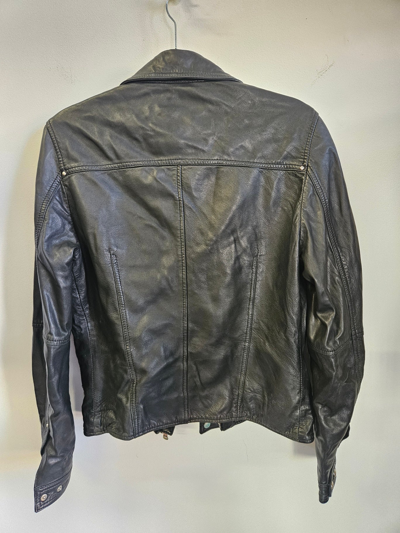 MASSIMO DUTTI LEATHER JACKET BLACK SIZE 8