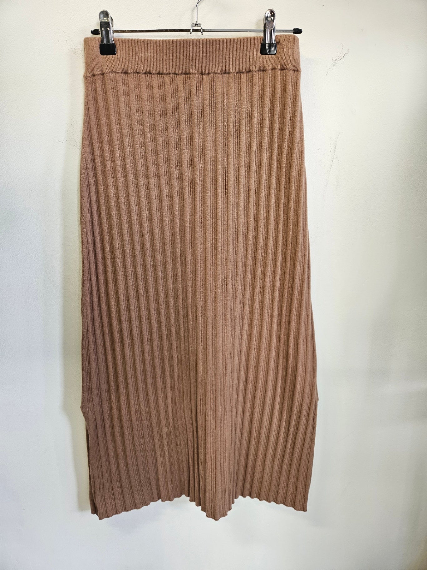 MINERAL CASHMERE COTTON BLEND SKIRT CARAMEL SIZE M