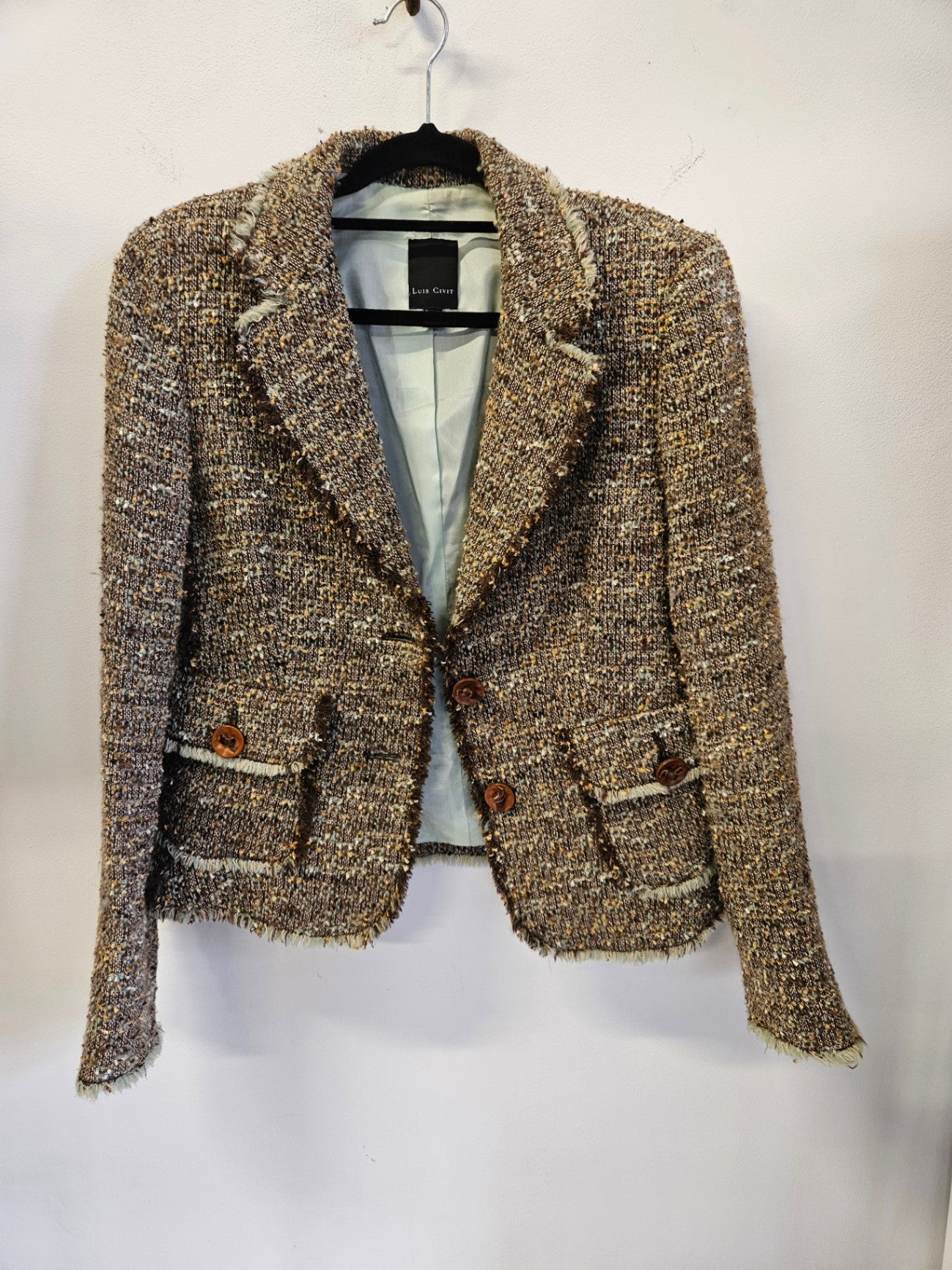 LUIS CIVITT TWEED BLAZER BROWN TWEED SIZE 12