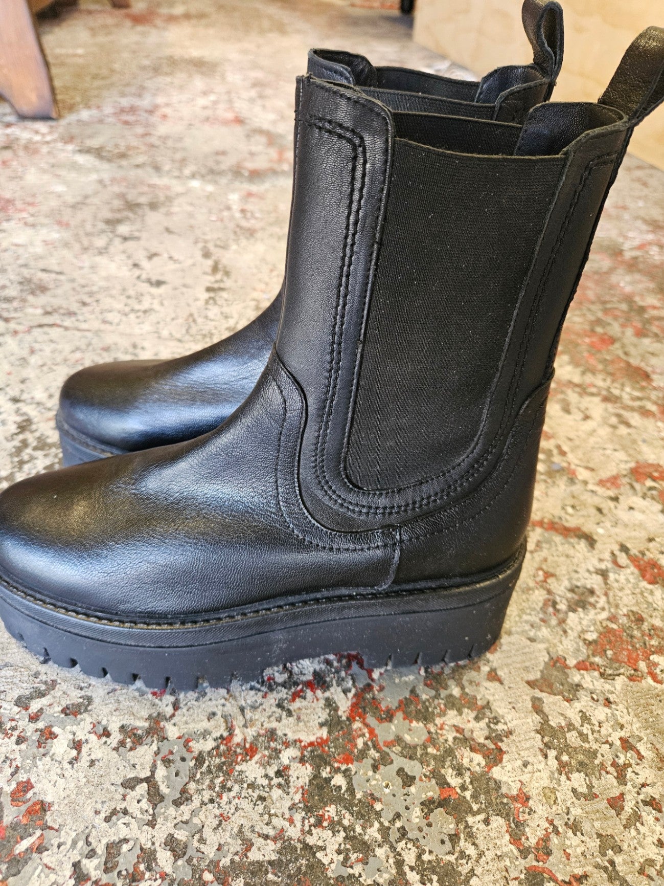 ASRA LEATHER BOOTS BLACK SIZE 41