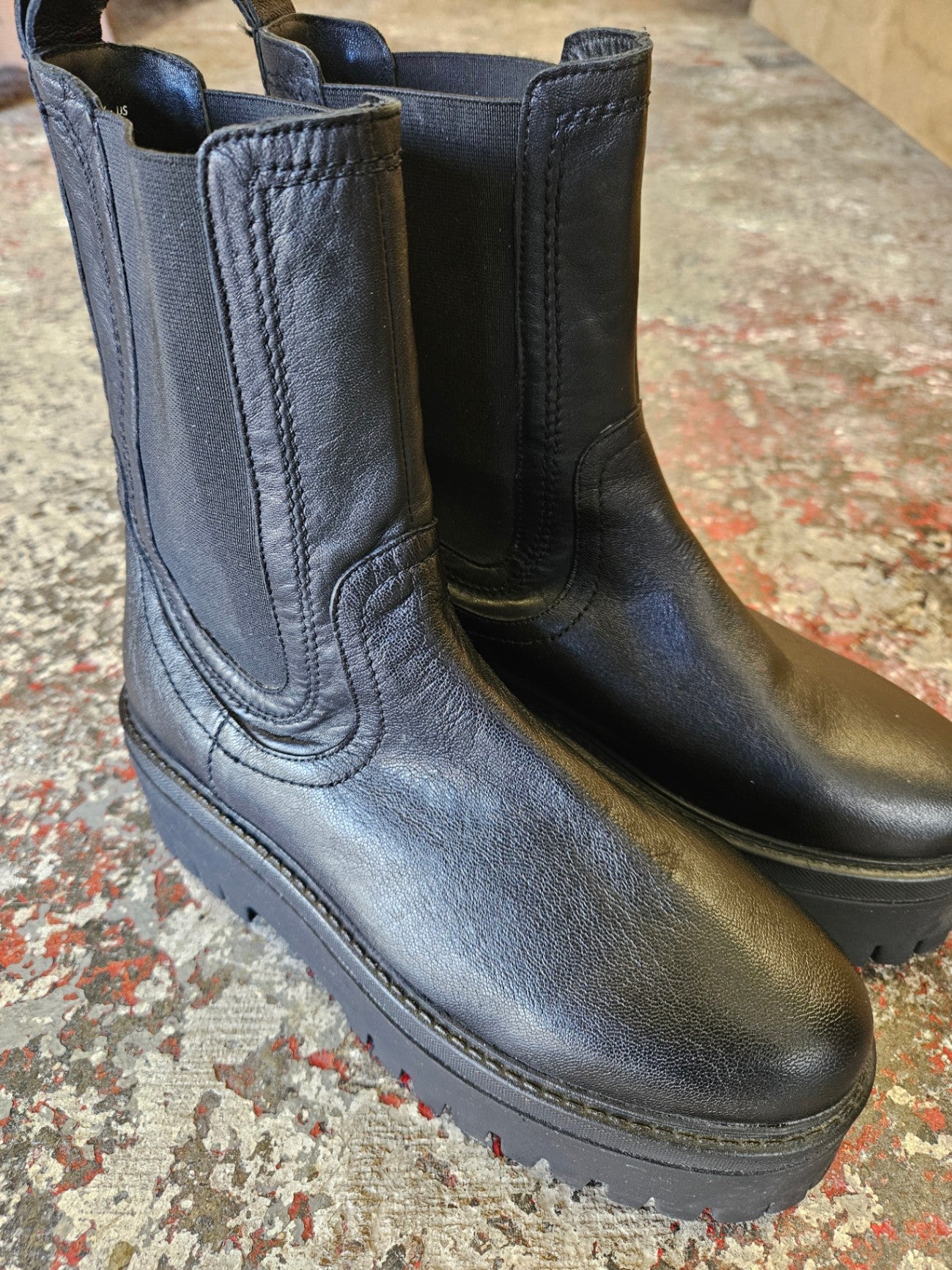 ASRA LEATHER BOOTS BLACK SIZE 41