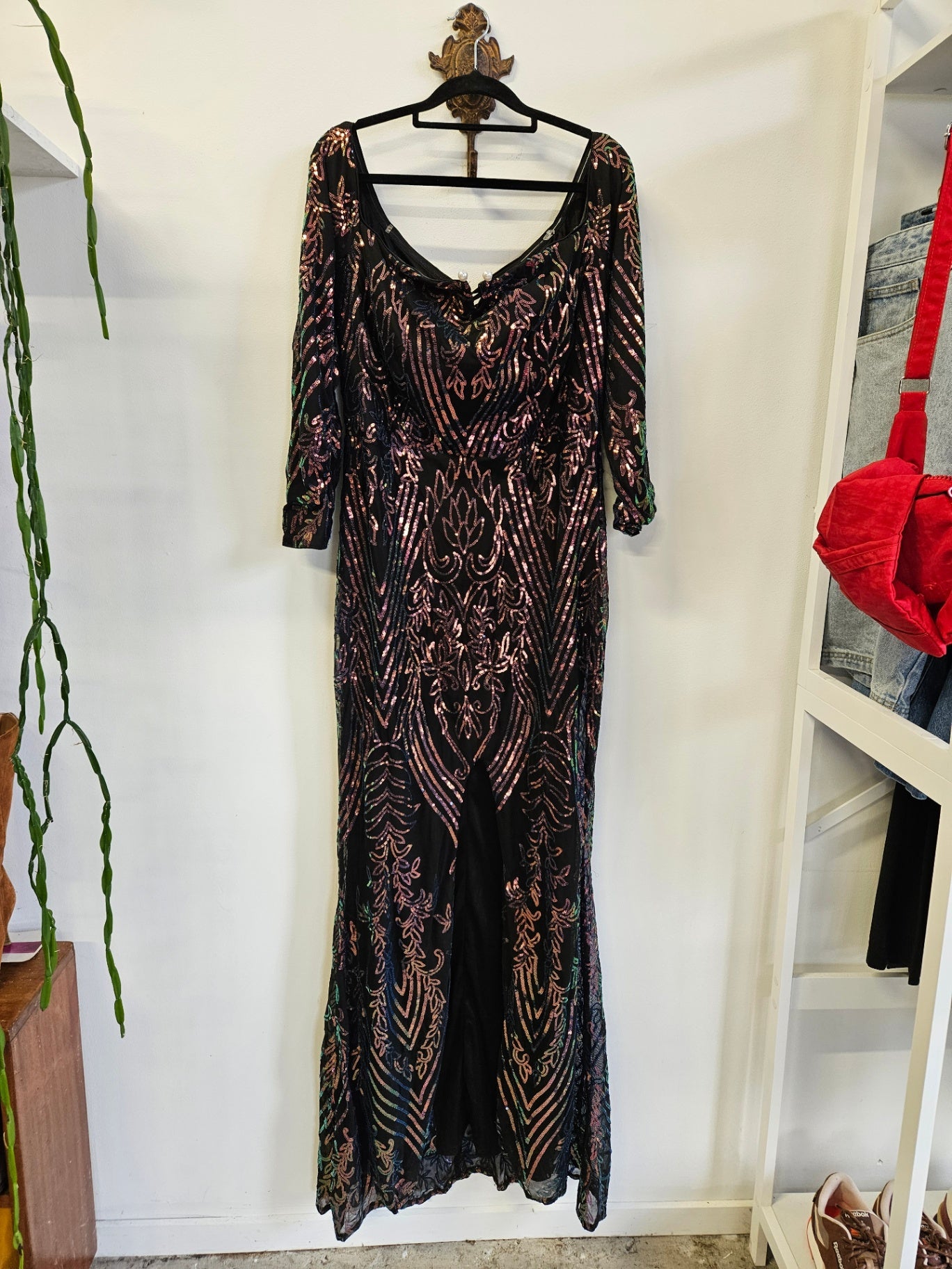 MISS ORD MESH WITH SEQUINS FORMAL DRESS BLACK MULTI SIZE XL