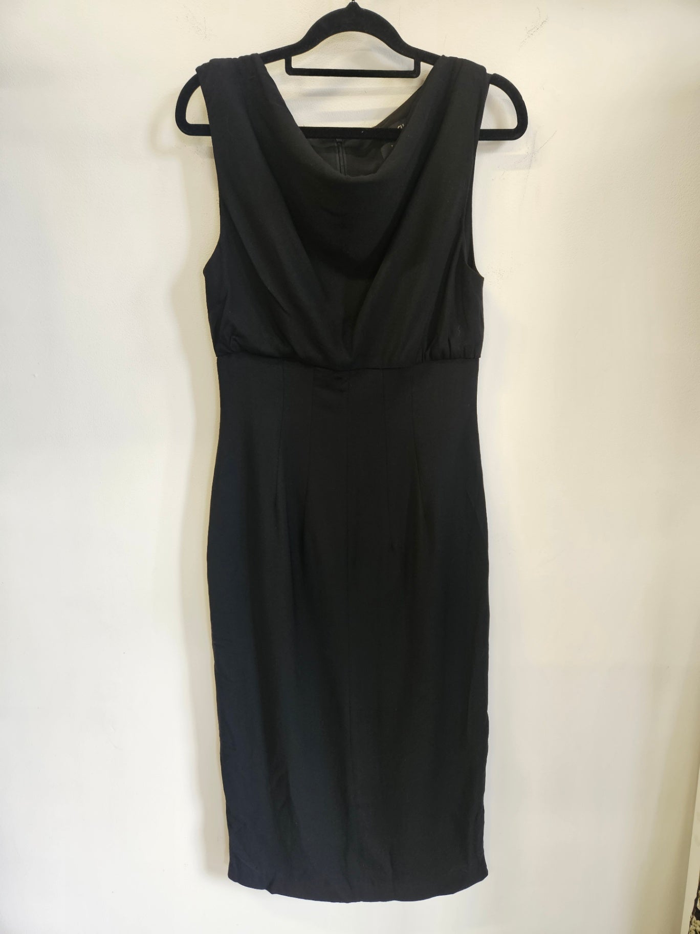 CUE MANTECO COLAB VISCOSE ELASTANE BLEND MIDI DRESS BLACK SIZE 8