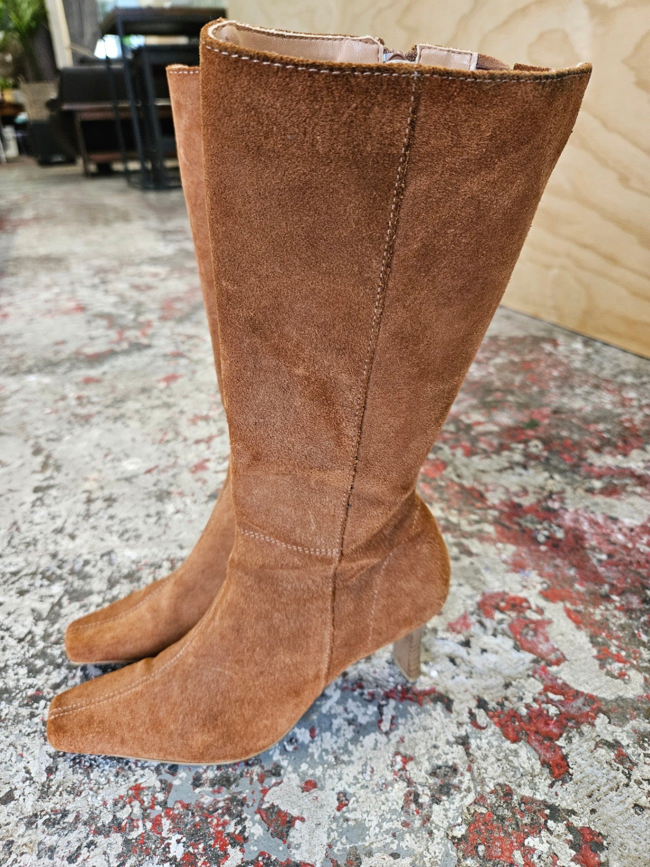 CANDY SUEDE MID CALF BOOTS BROWN SIZE 6