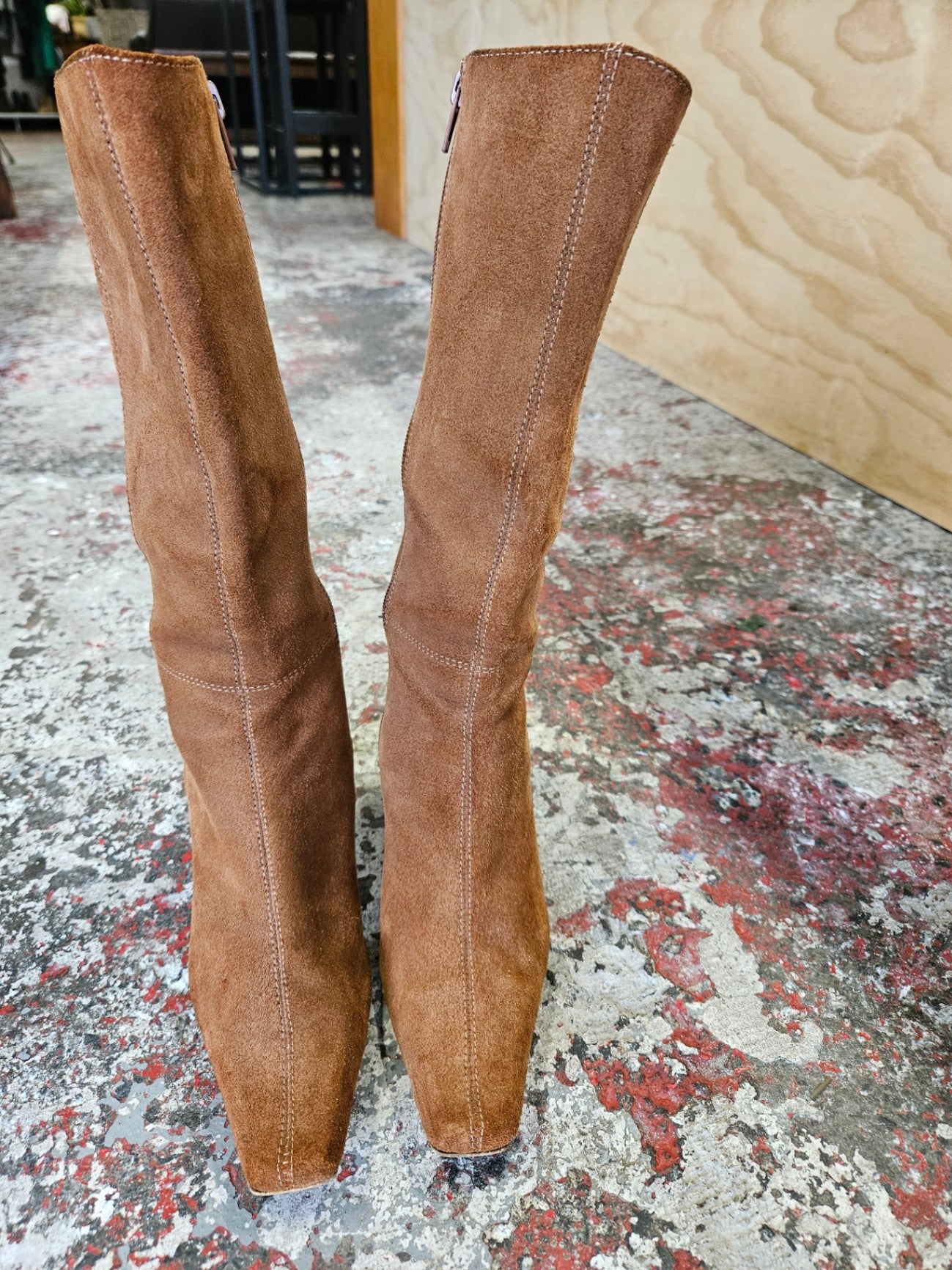 CANDY SUEDE MID CALF BOOTS BROWN SIZE 6