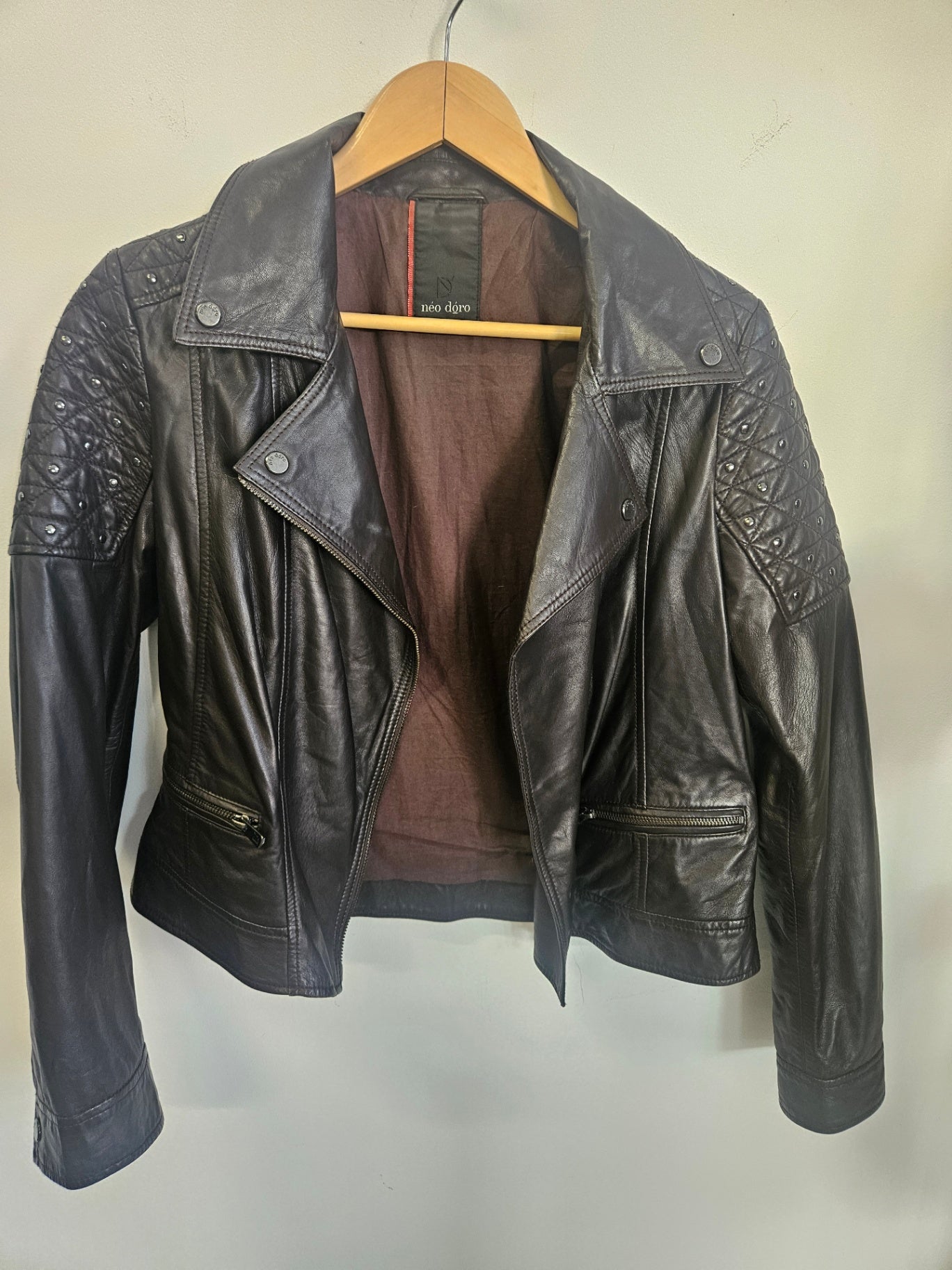 NEO DORO LEATHER JACKET DARK BROWN SIZE L