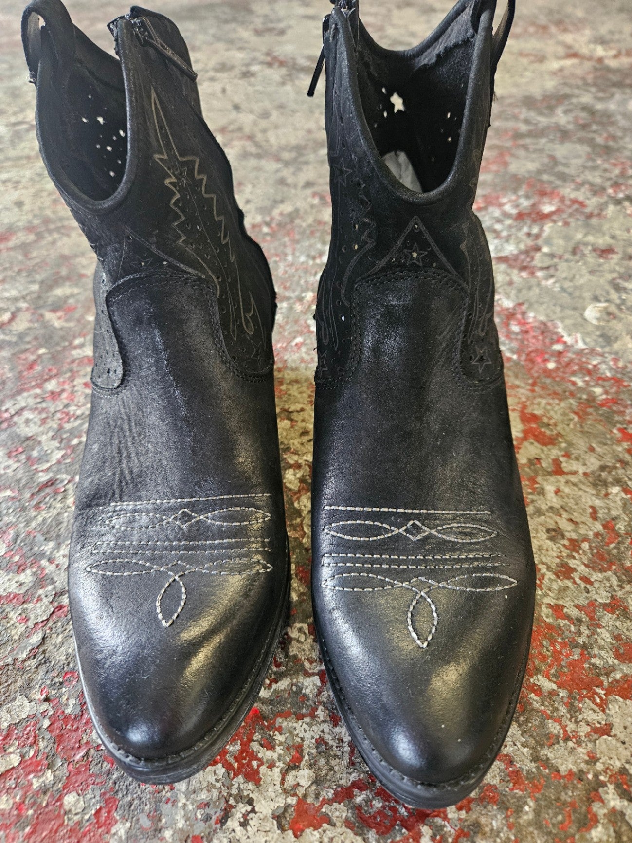 ZOE KRAZTZMAN LEATHER ANKLE BOOTS BLACK SIZE 39