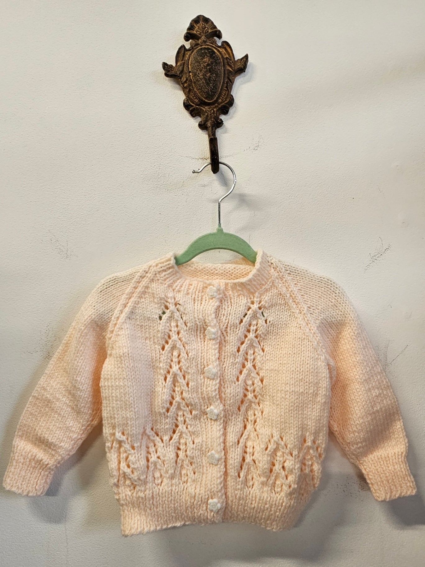HOMEMADE WOOL CARDIGAN APRICOT SIZE 1Y