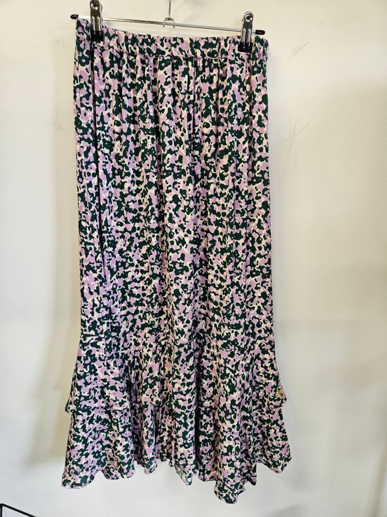 STELLA AND GEMMA VISCOSE MAXI SKIRT PURPLE GREEN CAMO SIZE 8