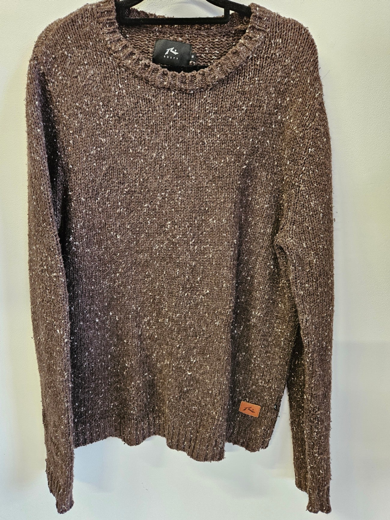 RUSTY ACRYLIC KNITTED SWEATER BROWN SPECKLE SIZE M