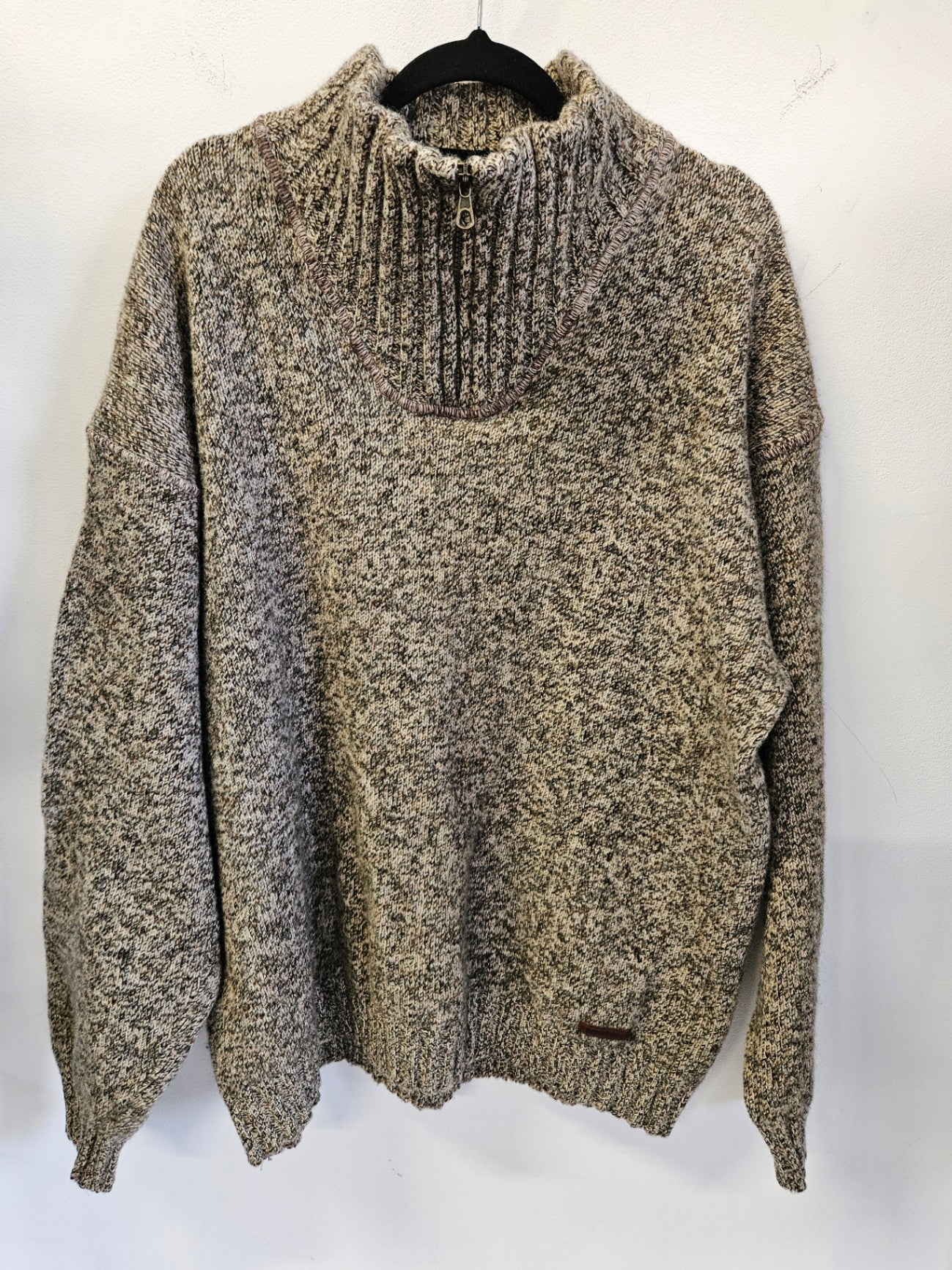 RODD & GUNN WOOL SILK KNITTED SWEATER KHAKI BEIGE SPECKLE SIZE L