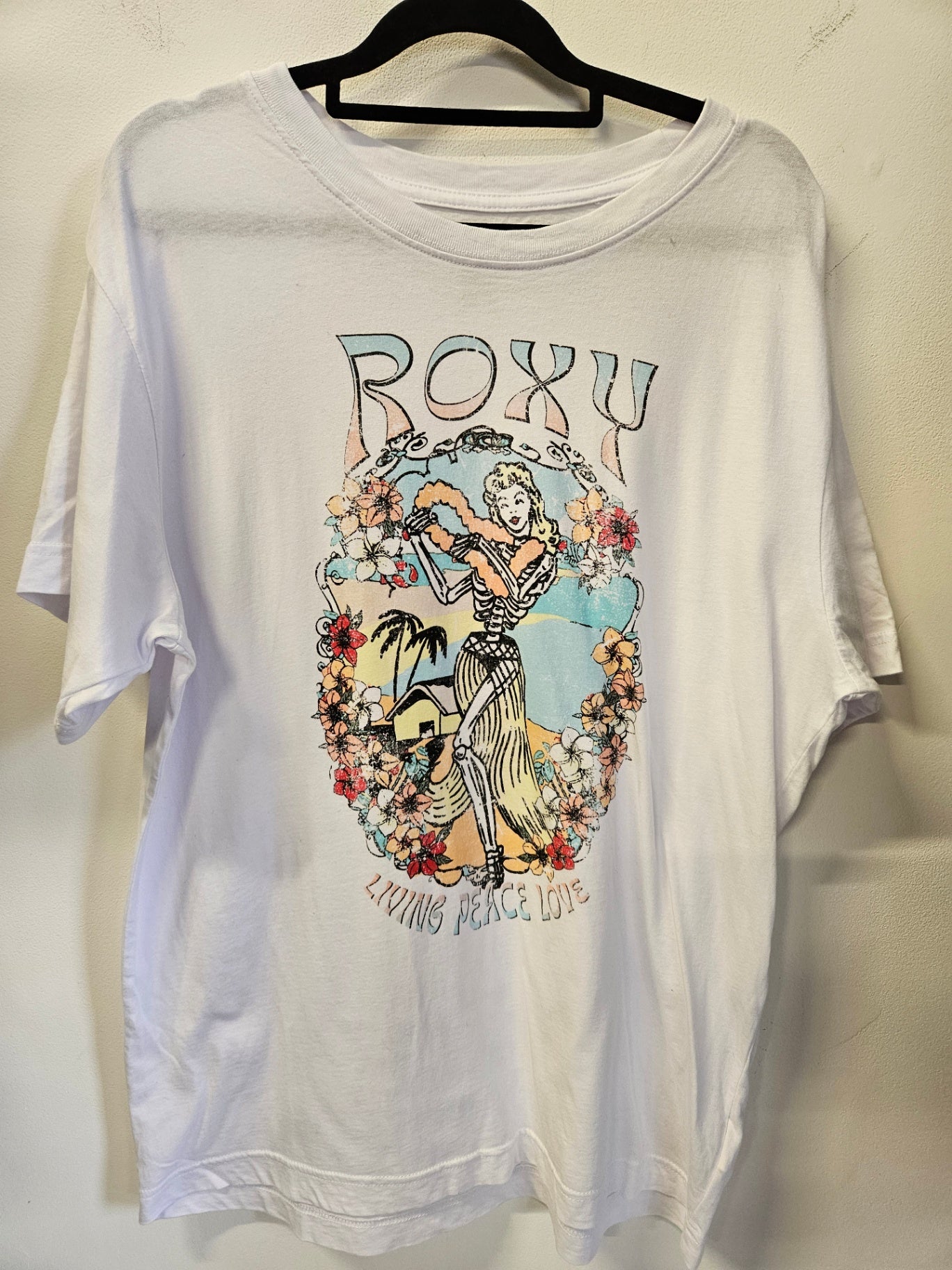 ROXY COTTON GRAPHIC TEE WHITE SIZE M