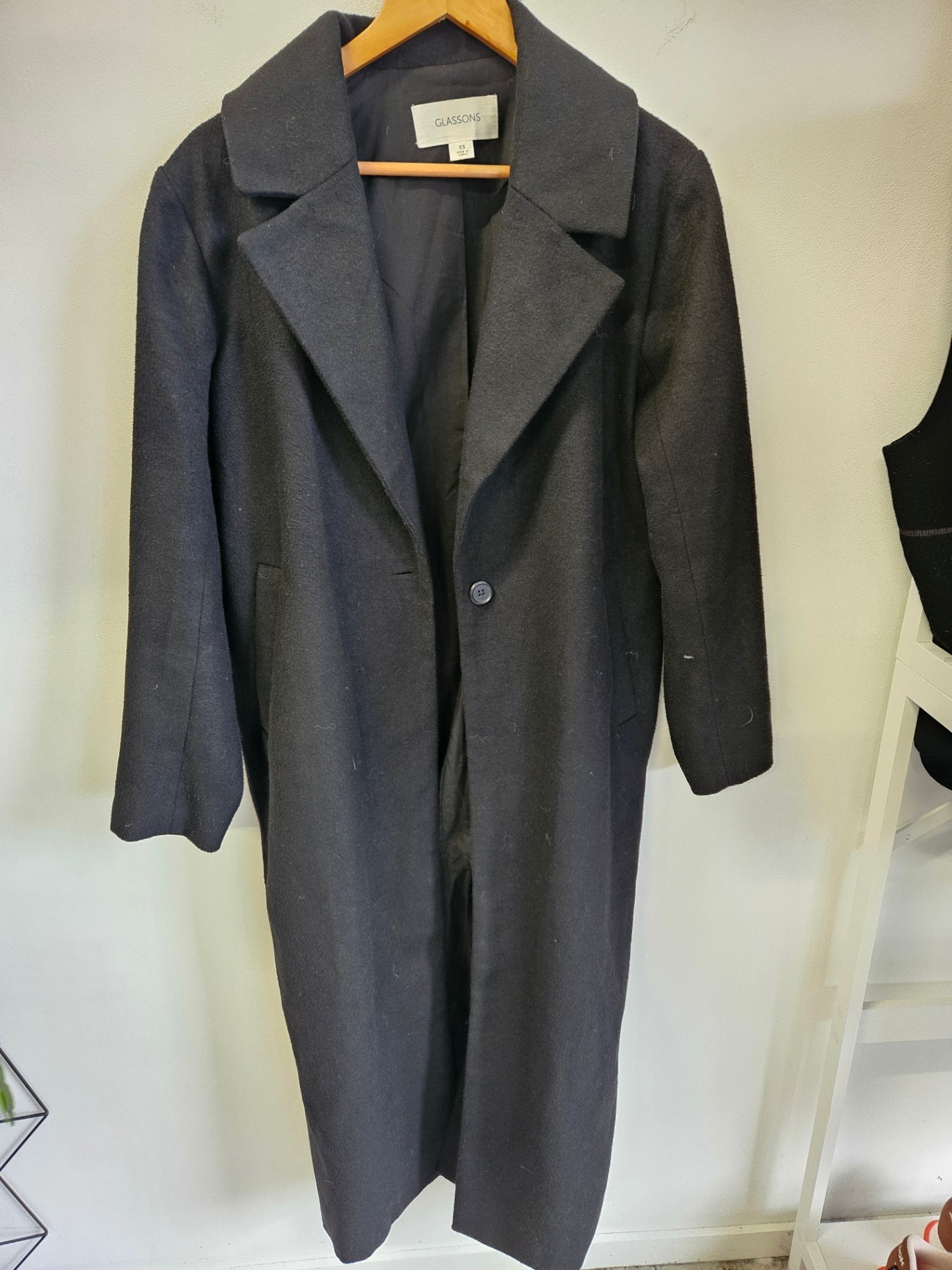 GLASSONS WOOL BLEND COAT BLACK SIZE XS