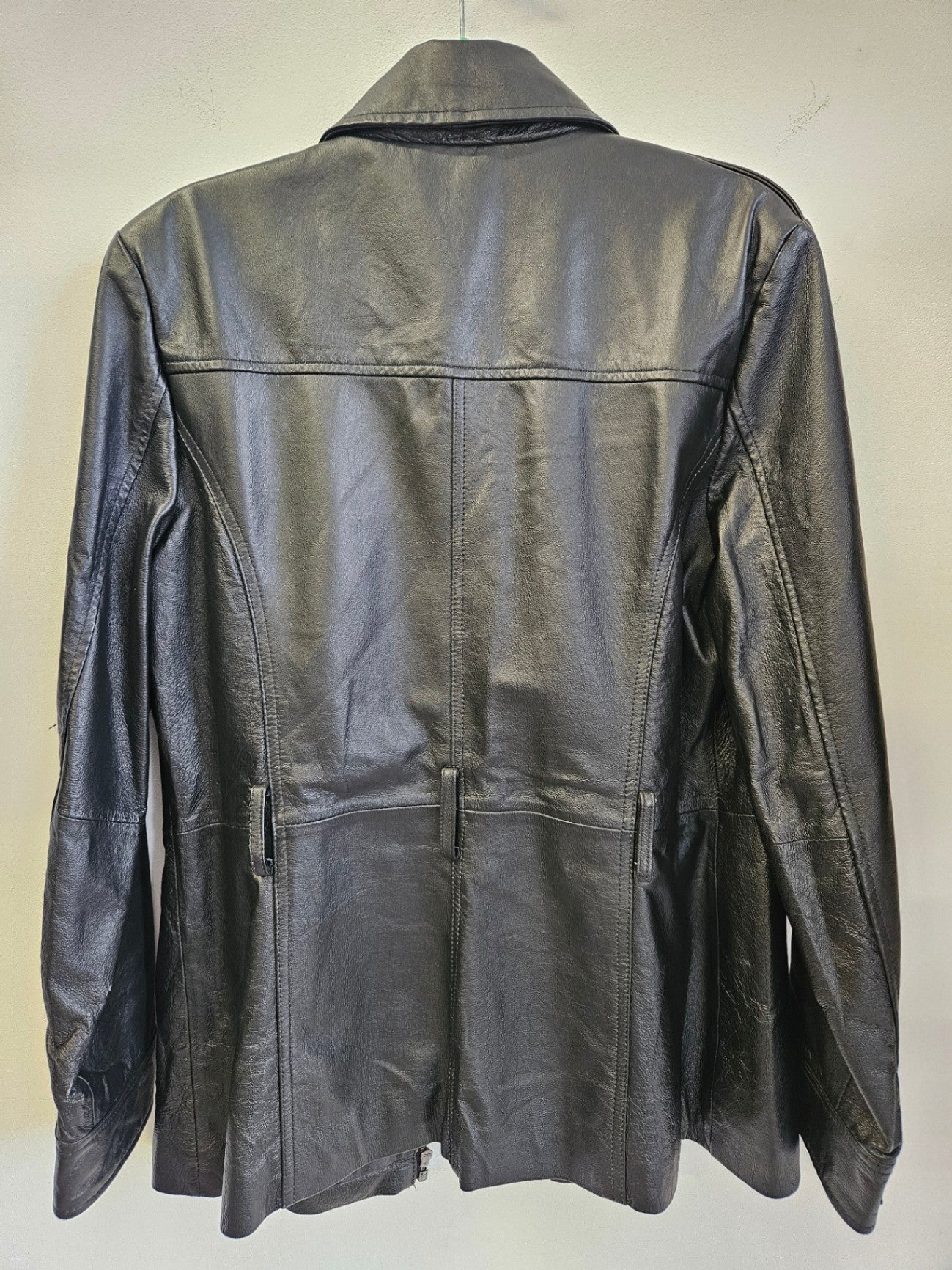 LEATHER JACKET BLACK SIZE 12