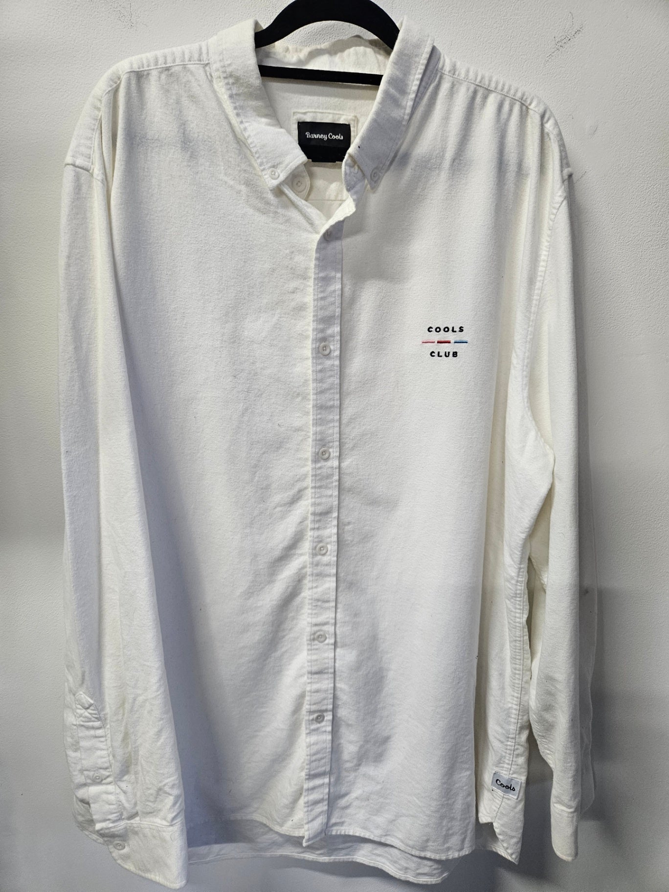 BARNEY COOLS BRUSHED COTTON LONG SLEEVE SHIRT WHITE SIZE L
