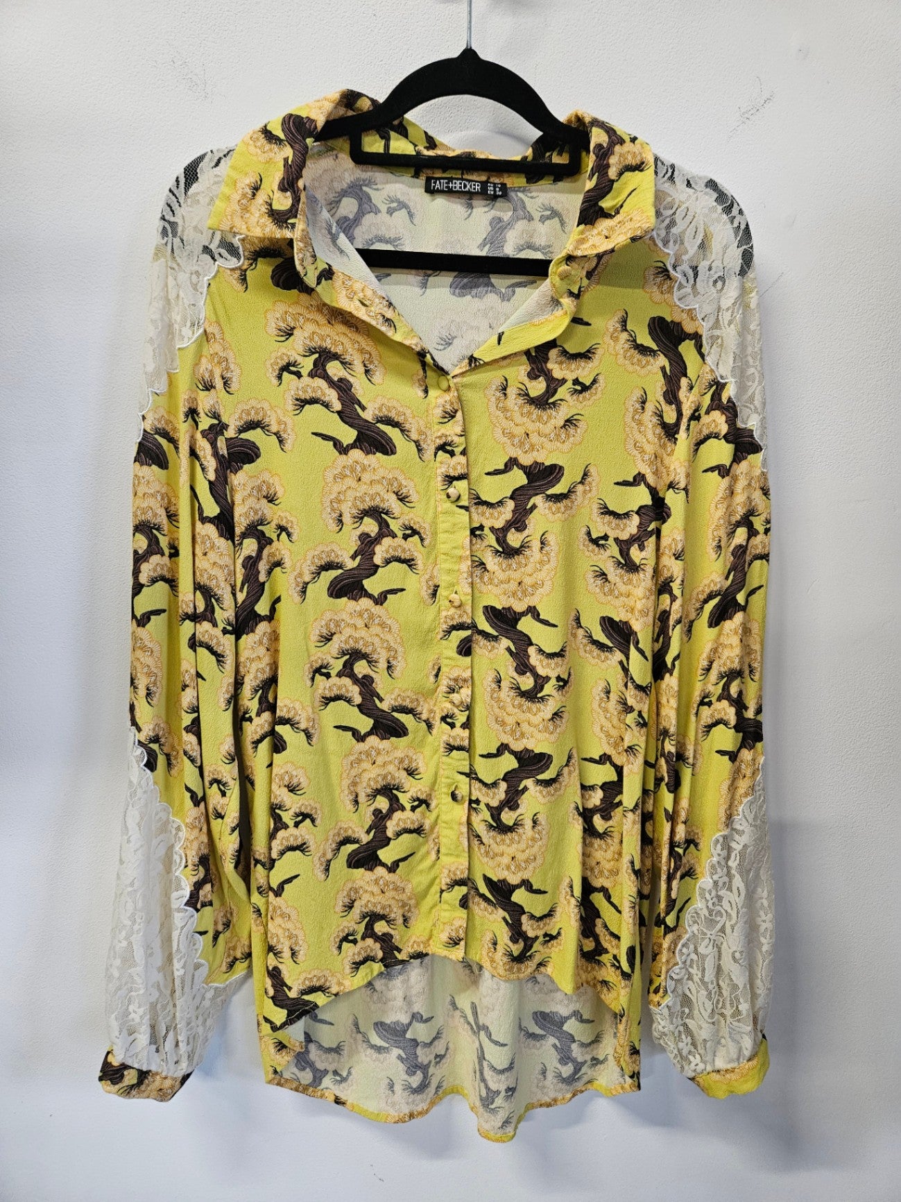 FATE+BECKER VISCOSE LONG SLEEVE TOP YELLOW BONSAI SIZE 10