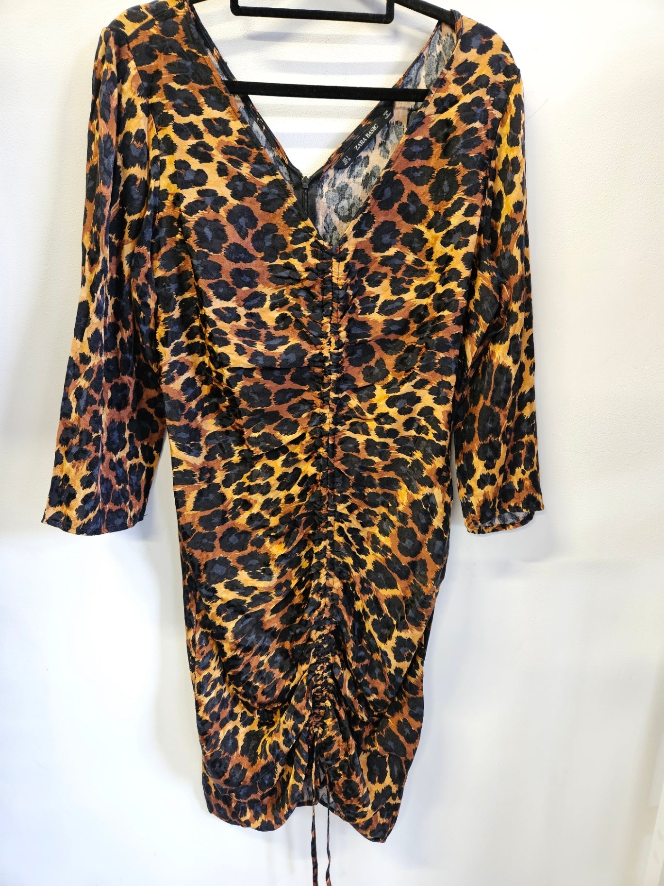 ZARA BASIC VISCOSE DRESS LEOPARD SIZE L