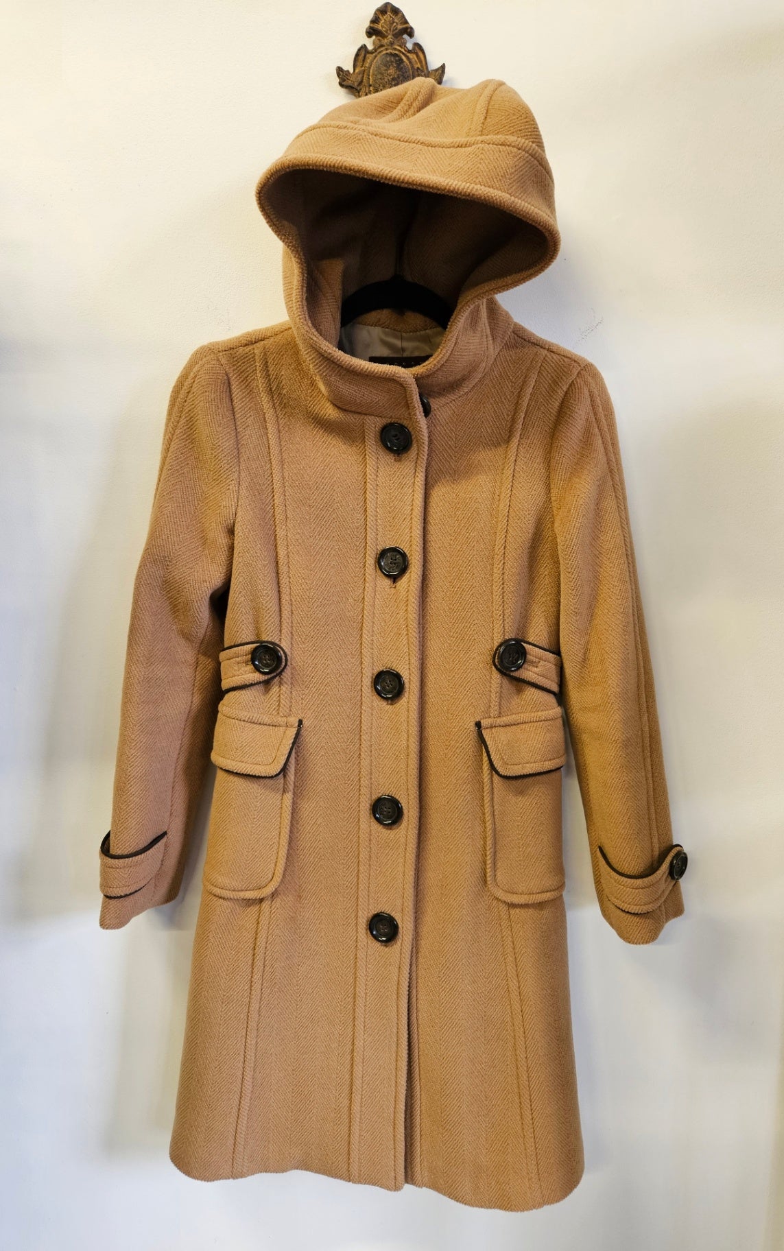 BERNARD WOOL BLEND VINTAGE STYLE COAT CARAMEL SIZE XS