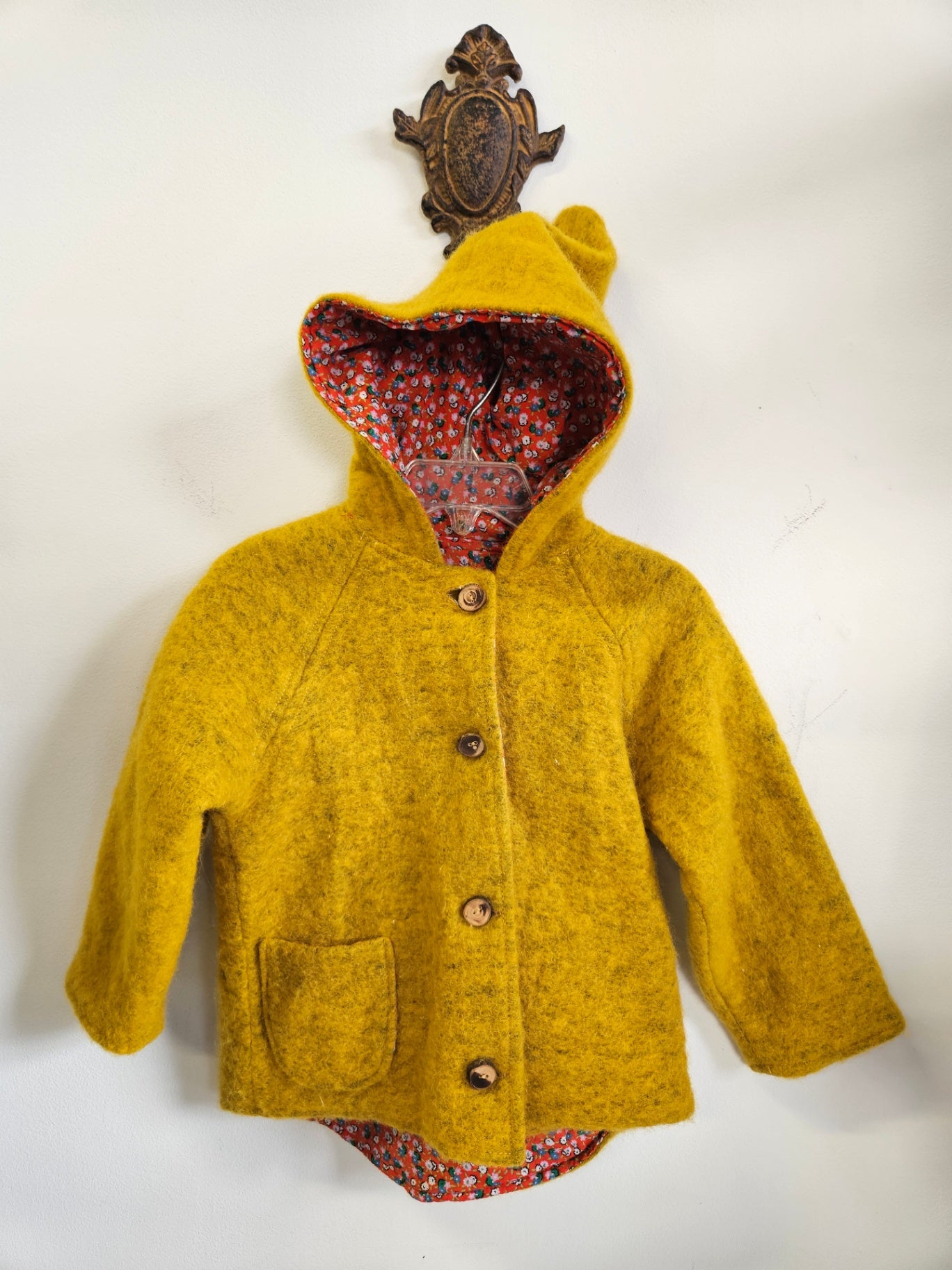 KLEIN SCHUBBJUK WOOL COAT MUSTARD SIZE 2