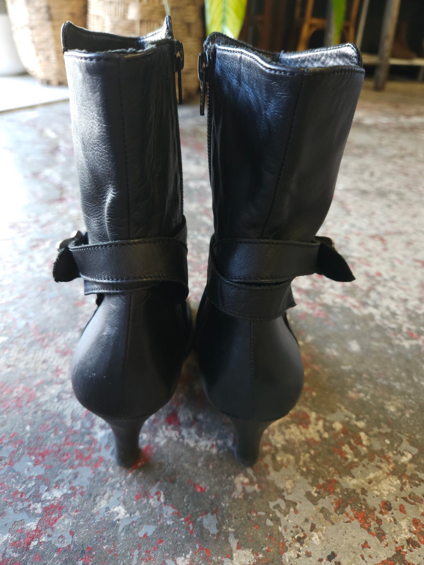 VERO CUOIO LEATHER MID CALF BOOTS BLACK SIZE 38