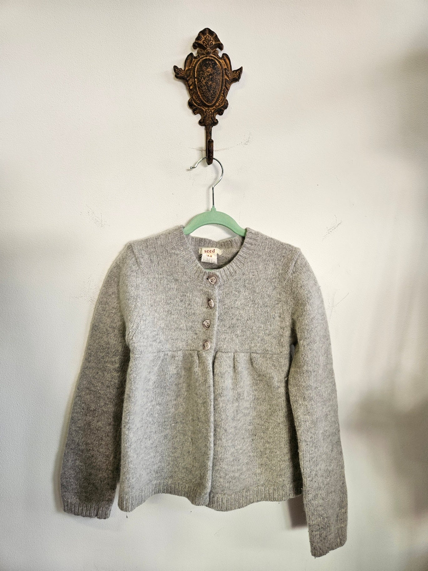 SEED WOOL CARDIGAN GREY SIZE 8