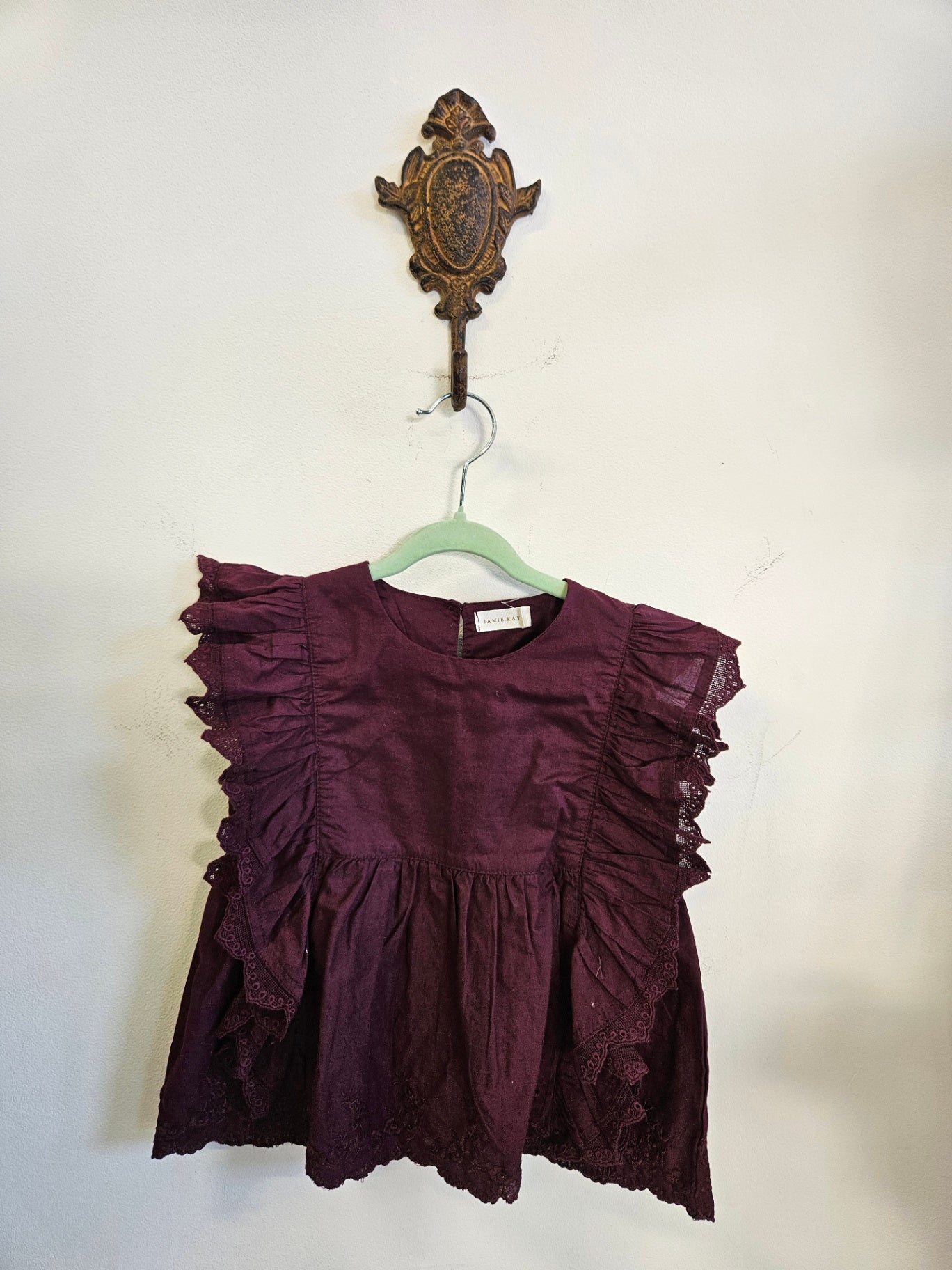 JAMIE KAY COTTON SHORT SLEEVE TOP PLUM SIZE 3