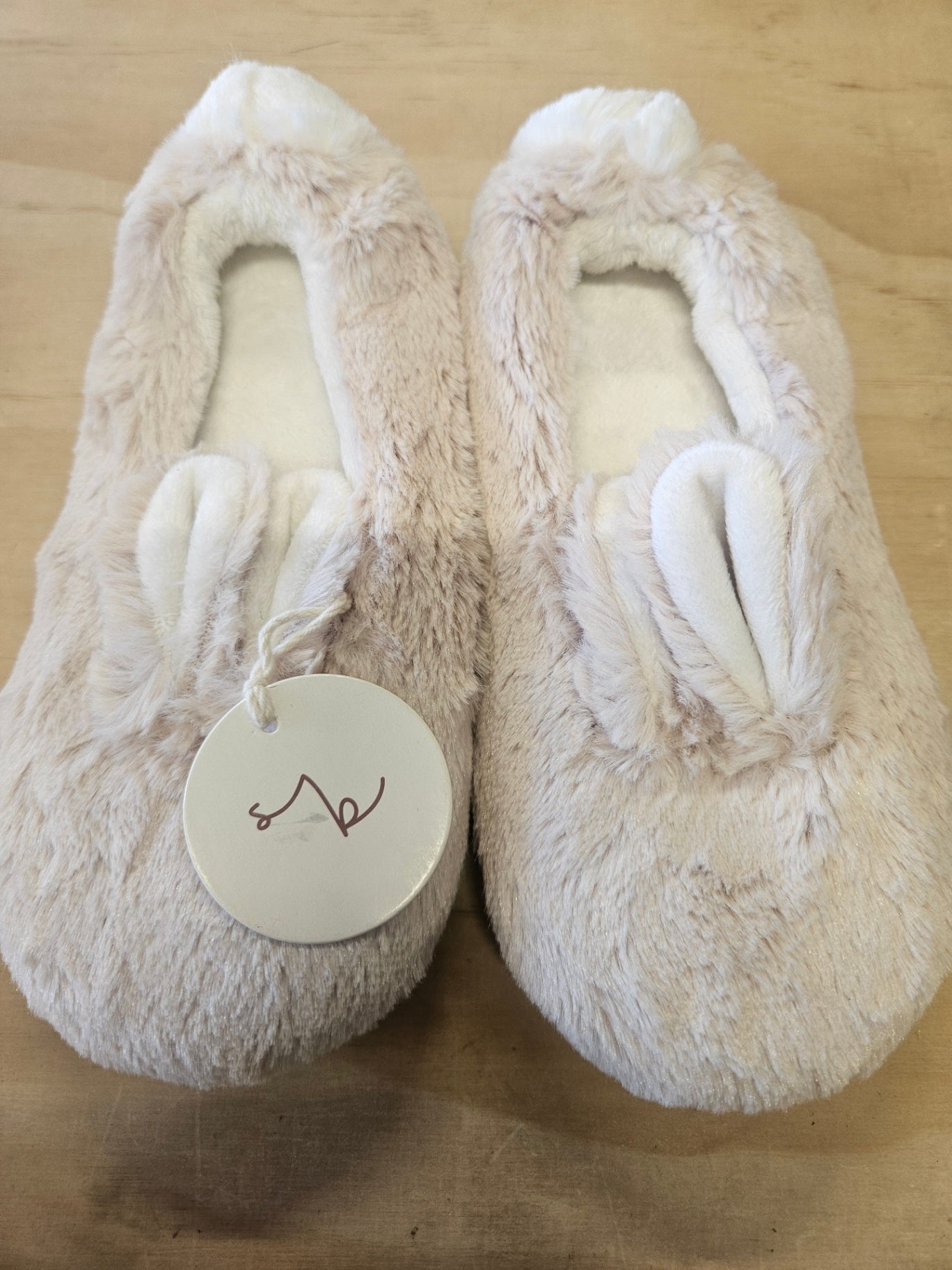 JAMIE KAY FAUX FUR SLIPPERS BEIGE SIZE 31/32