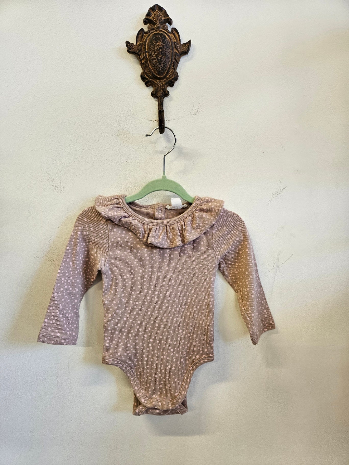 COUNTRY ROAD COTTON LONG SLEEVE TOP BROWN PINK SPOT SIZE 6-12M