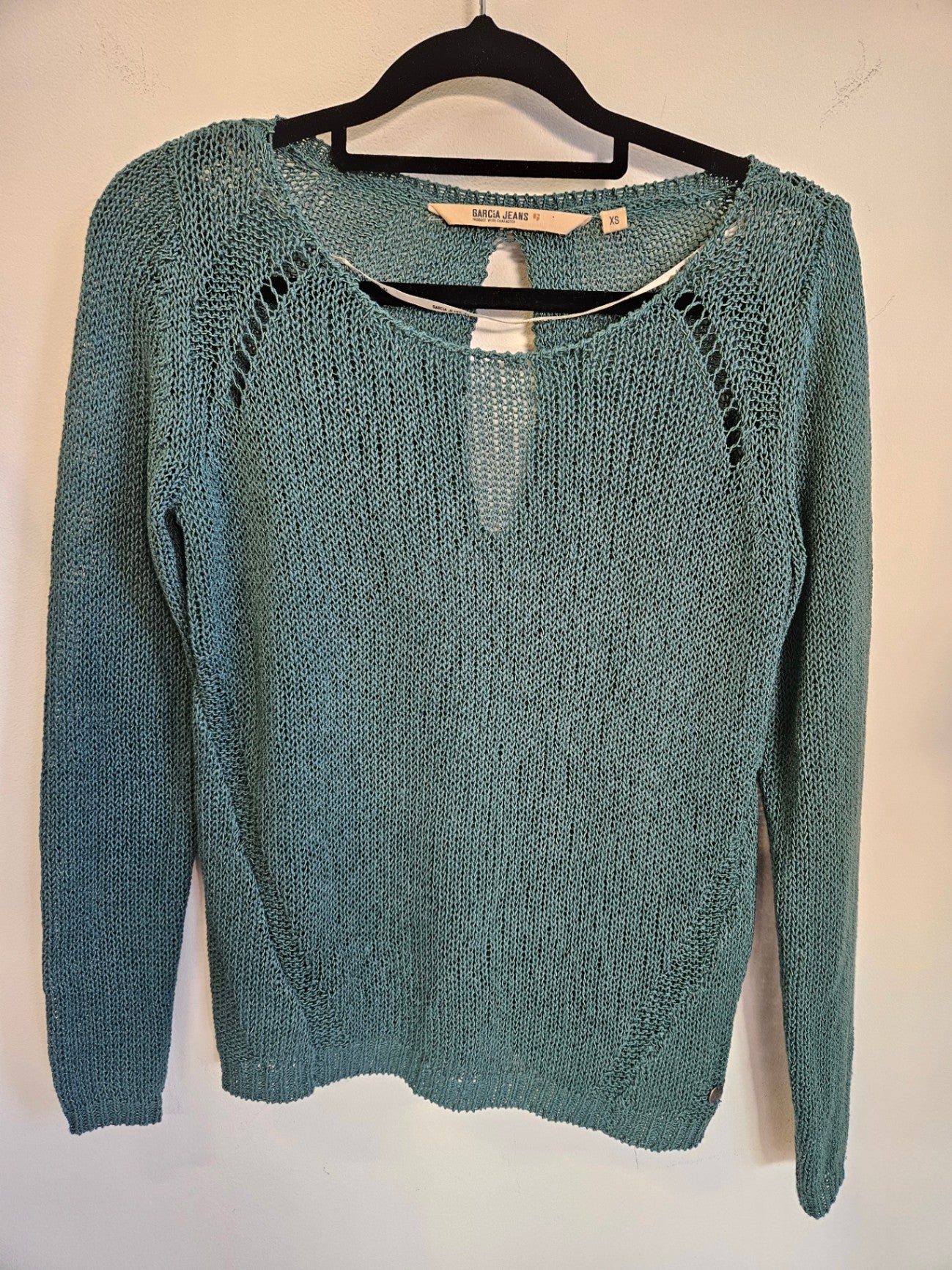 GARCIA JEANS VISCOSE KNIT LONG SLEEVE TOP TEAL SIZE XS