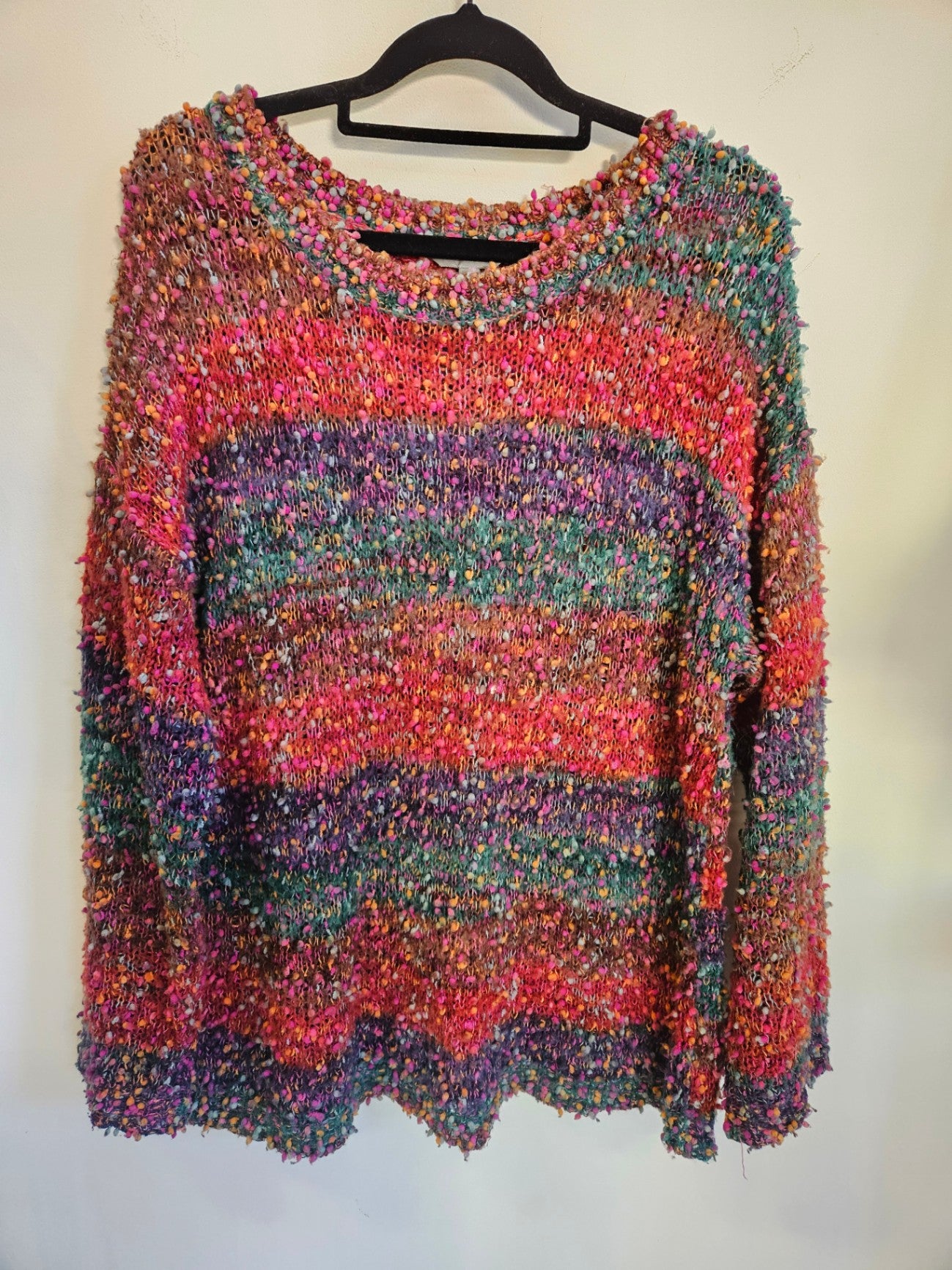 SUZANNE GRAE TEXTURED YARN KNITWEAR RAINBOW CONFETTI SIZE L