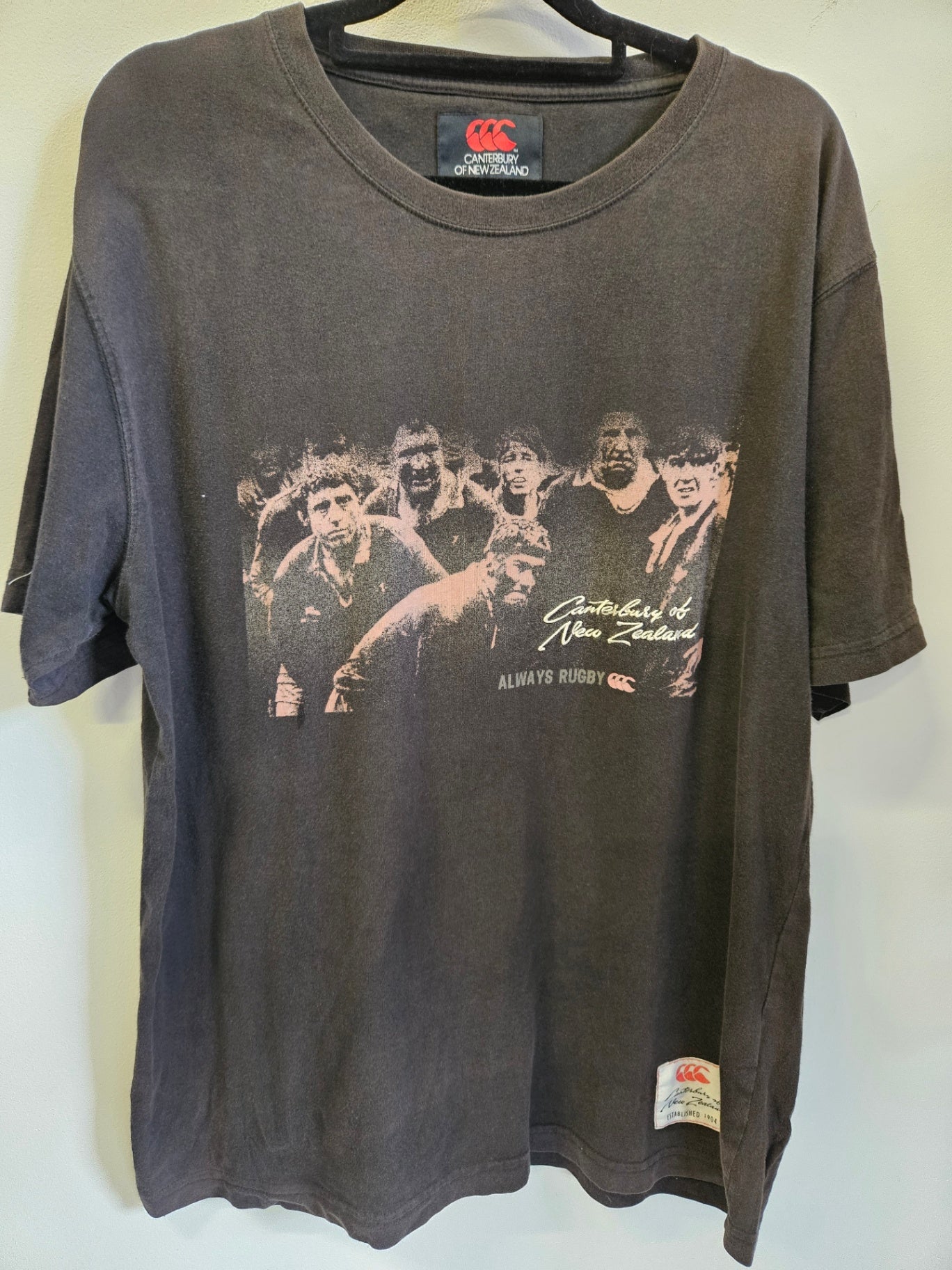 CANTERBURY COTTON SHORT SLEEVE TOP FADED BLACK SIZE L