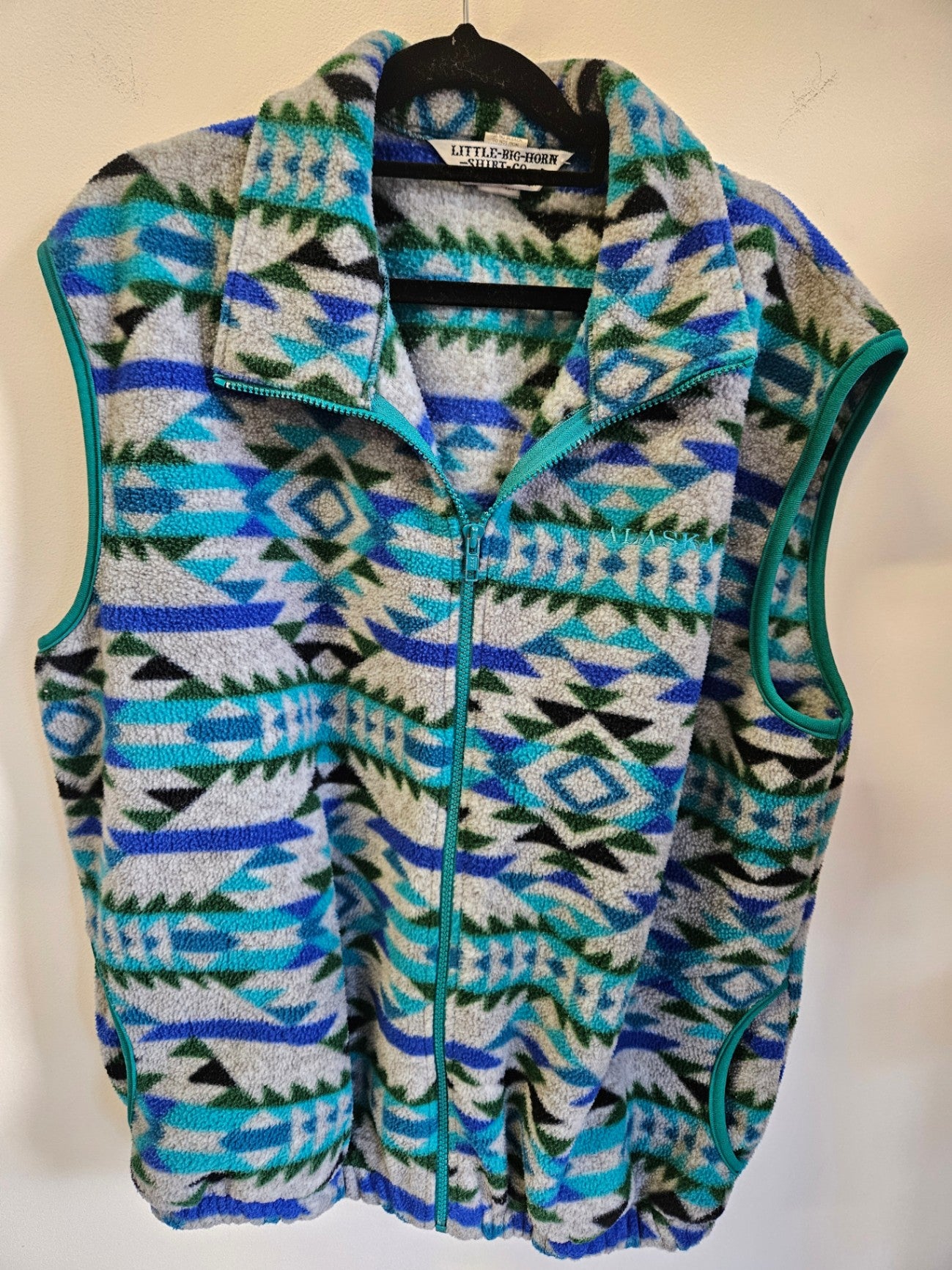 LITTLE-BIG-HORN FLEECE VEST BLUE GREEN AZTEC SIZE L