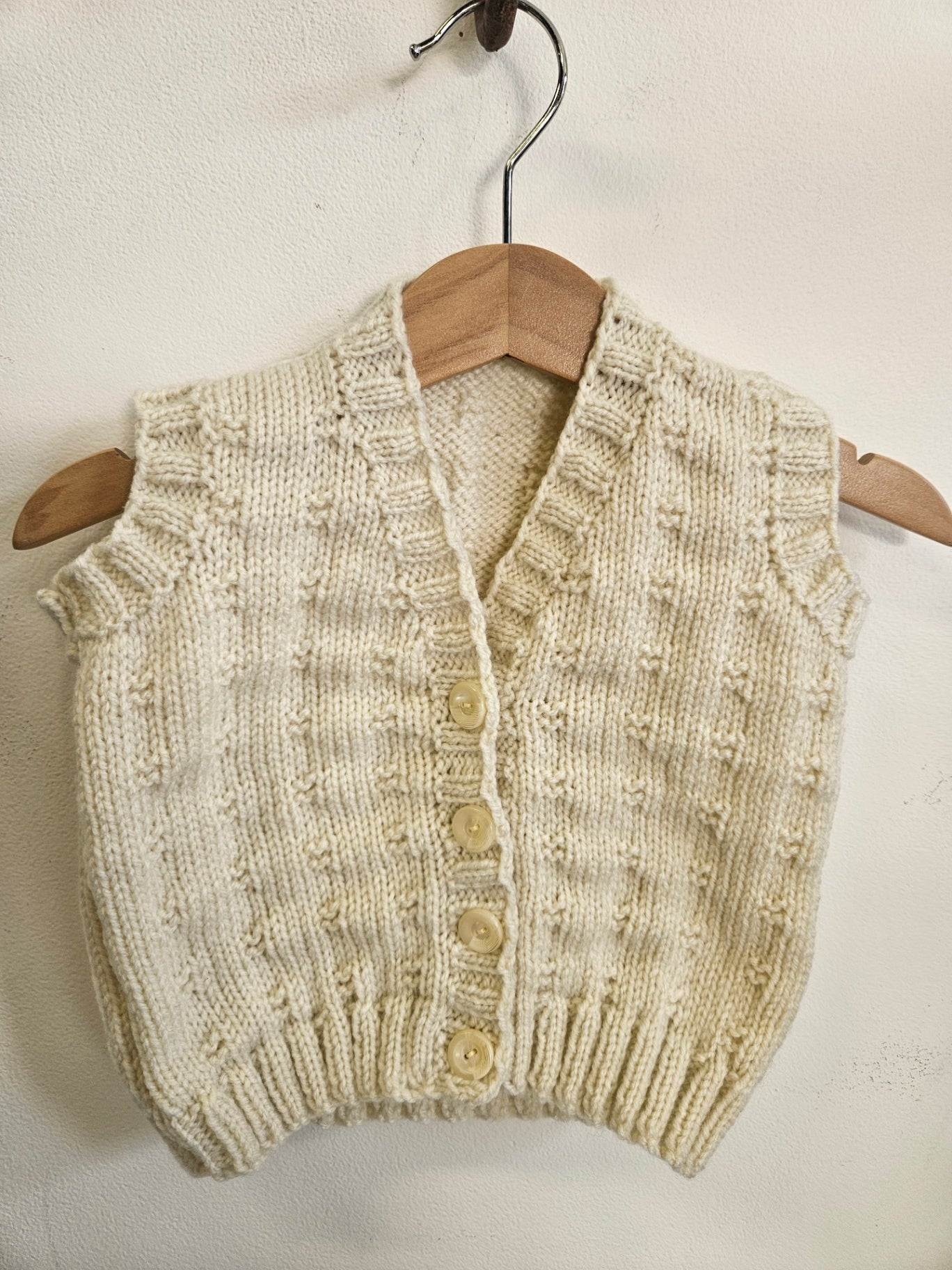 HOMEMADE WOOL SWEATER CREAM SIZE 1Y