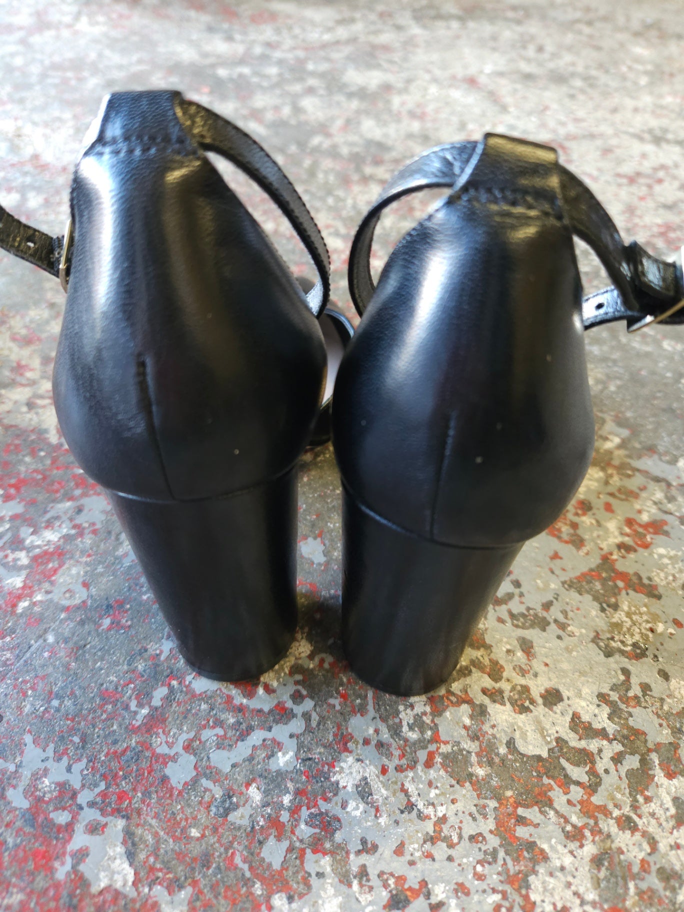 NINE WEST LEATHER HEELS BLACK SIZE 7