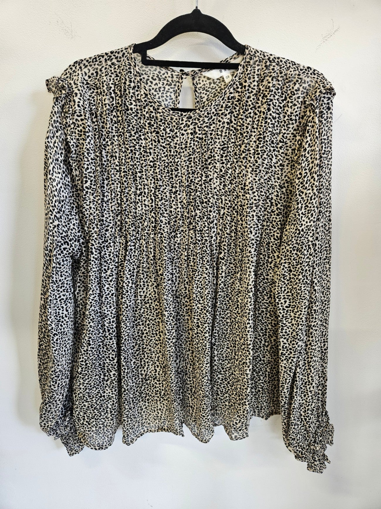 MAX VISCOSE LONG SLEEVE TOP BEIGE LEOPARD SIZE 8