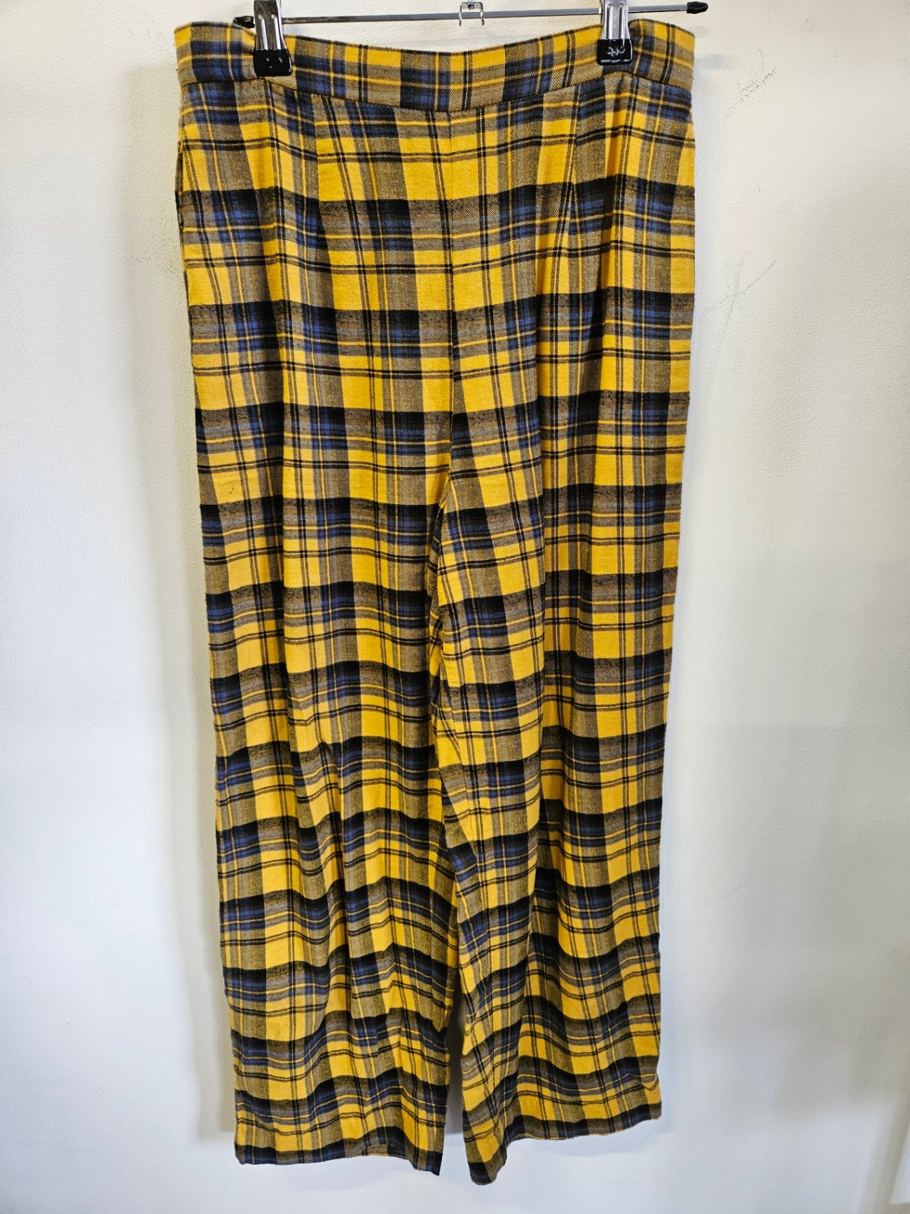 LONELY COTTON PANTS YELLOW BLUE PLAID SIZE 8