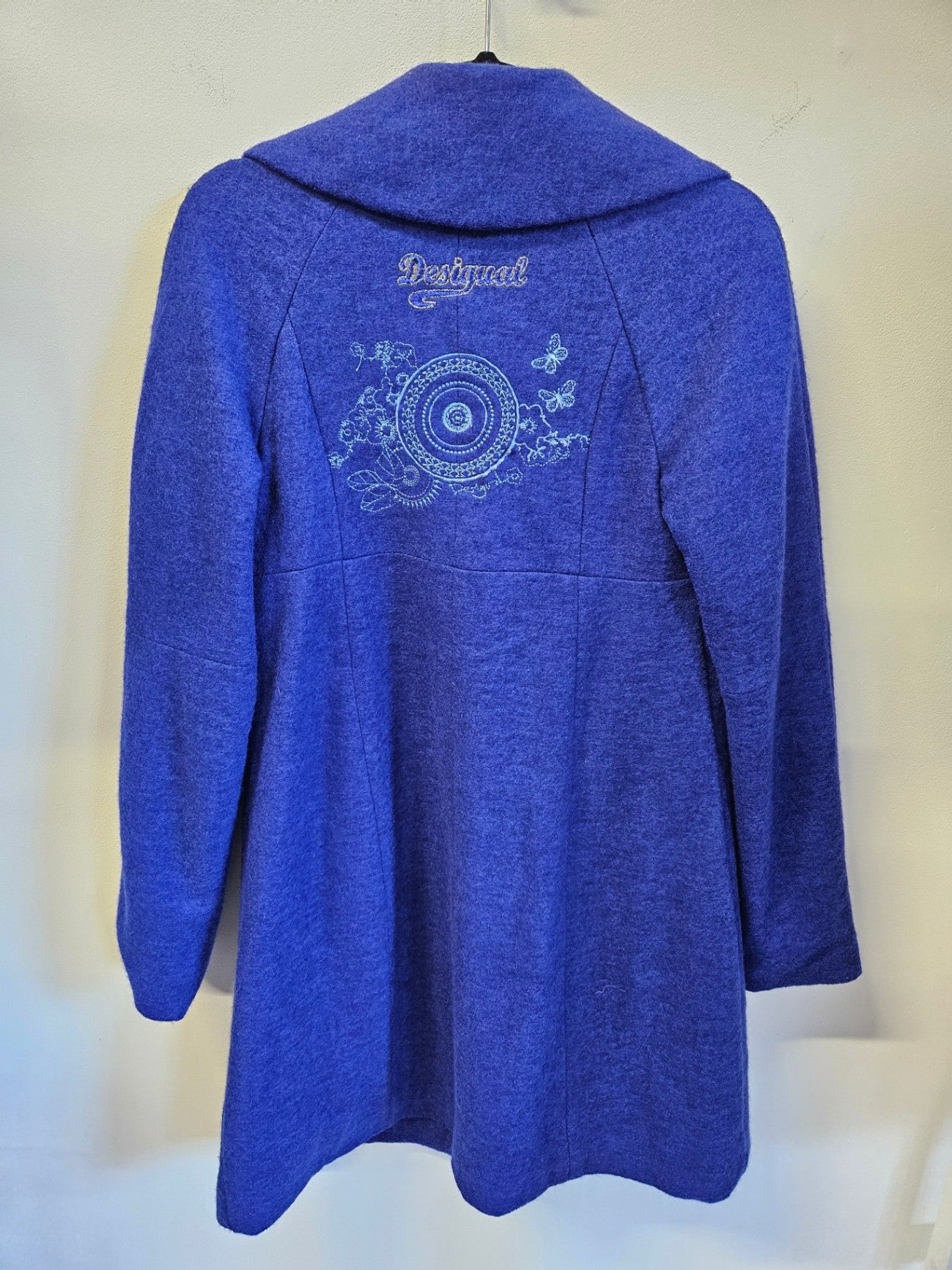 DESIGUAL WOOL BLEND COAT ELECTRIC BLUE SIZE S