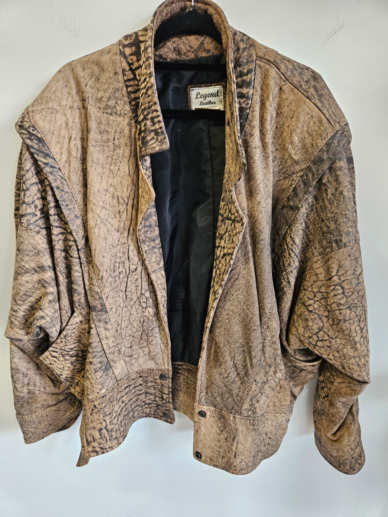 LEGEND LEATHER LEATHER VINTAGE JACKET SNAKE EFFECT SIZE L
