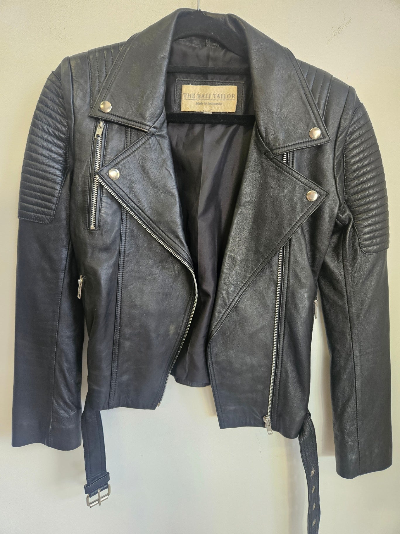 THE BALI TAILOR LEATHER JACKET BLACK SIZE XS