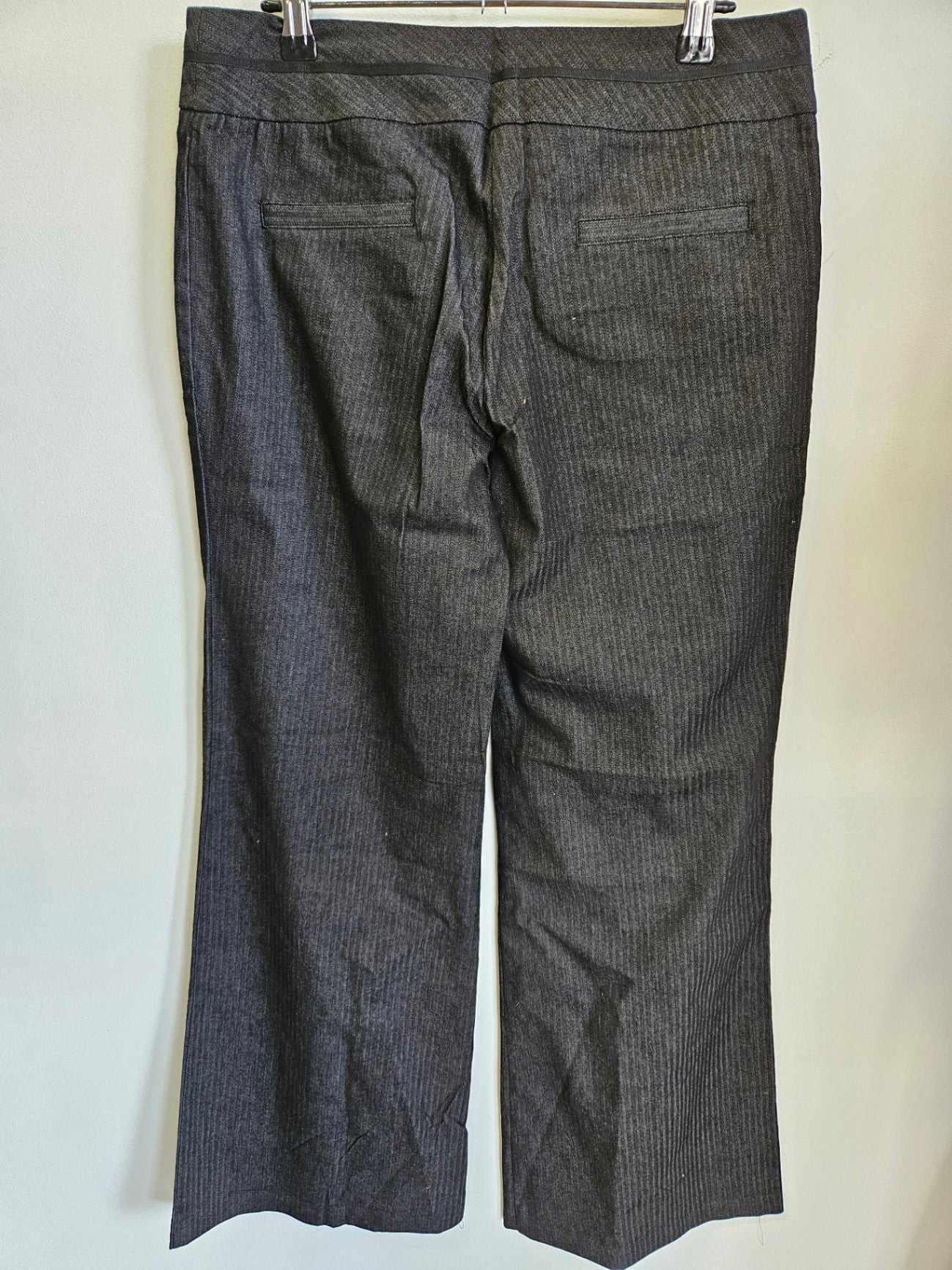 MAX COTTON BLEND TAILORED LOW RISE WIDE LEG PANTS BLACK GREY STRIPE SIZE 10