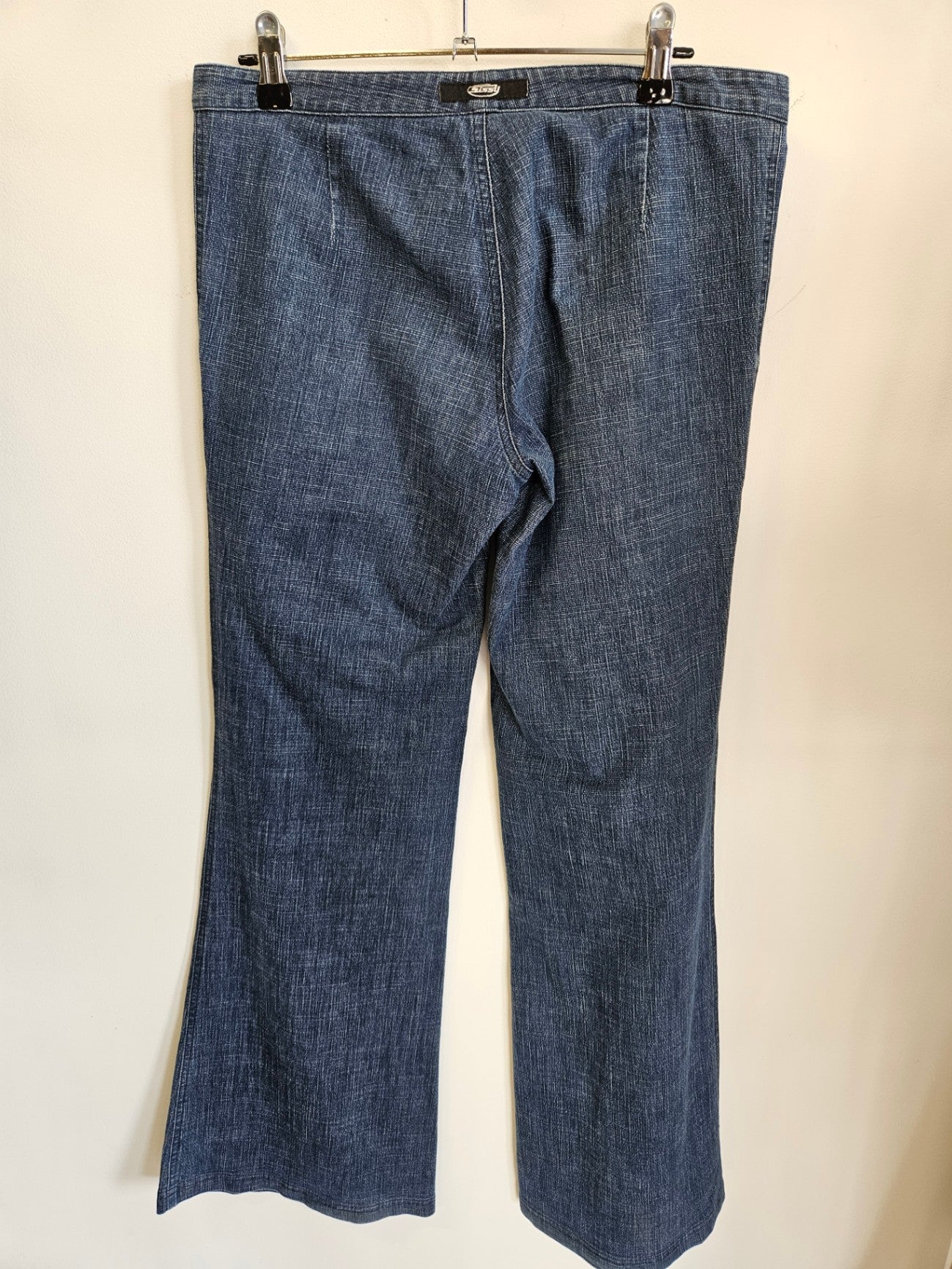 VINATAGE SISSY DENIM LOW WAIST WIDE LEG JEANS DARK BLUE SIZE 10