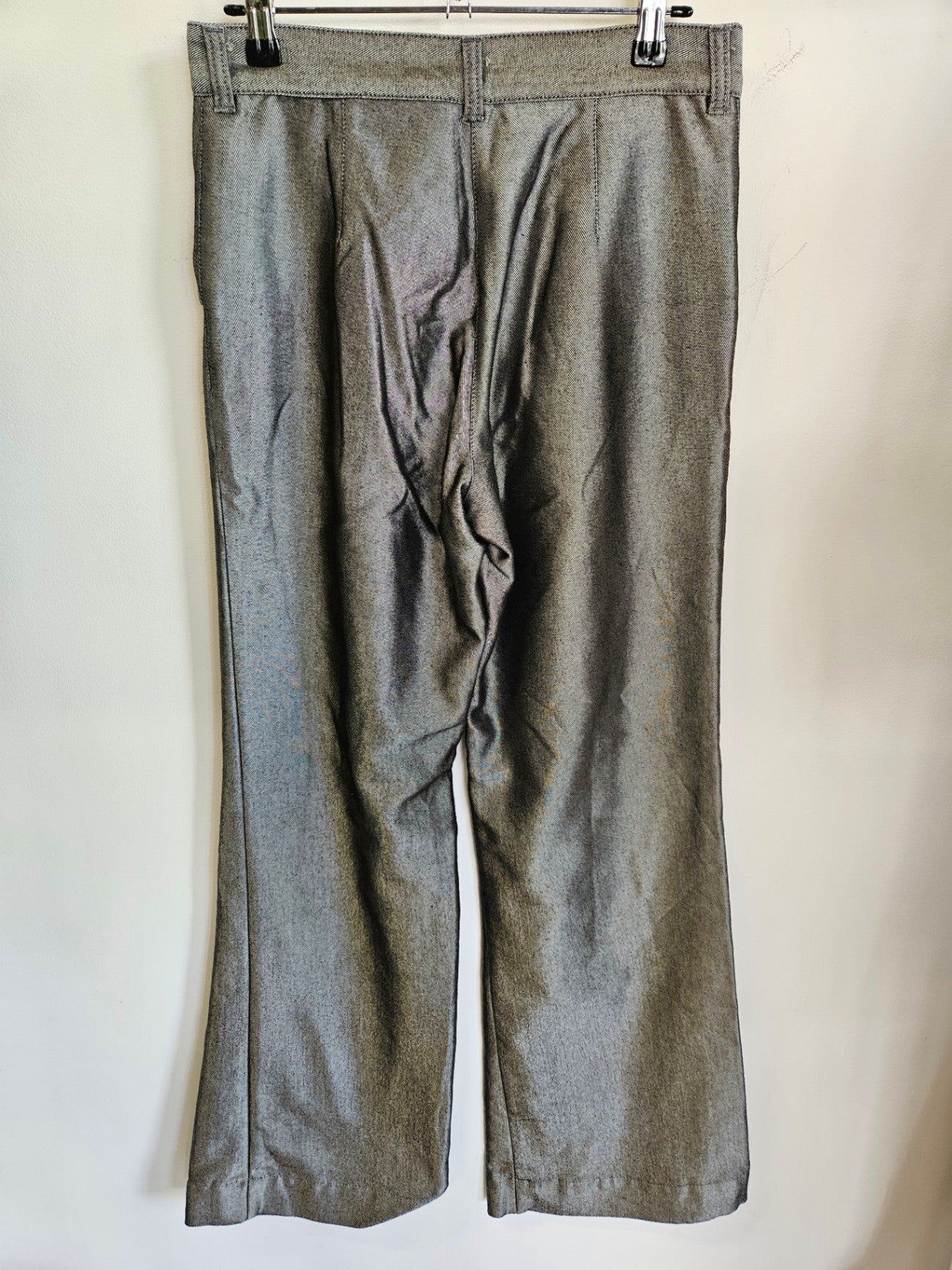 SYRUP COATED DENIM MID RISE WIDE LEG JEANS SILVER SIZE 8