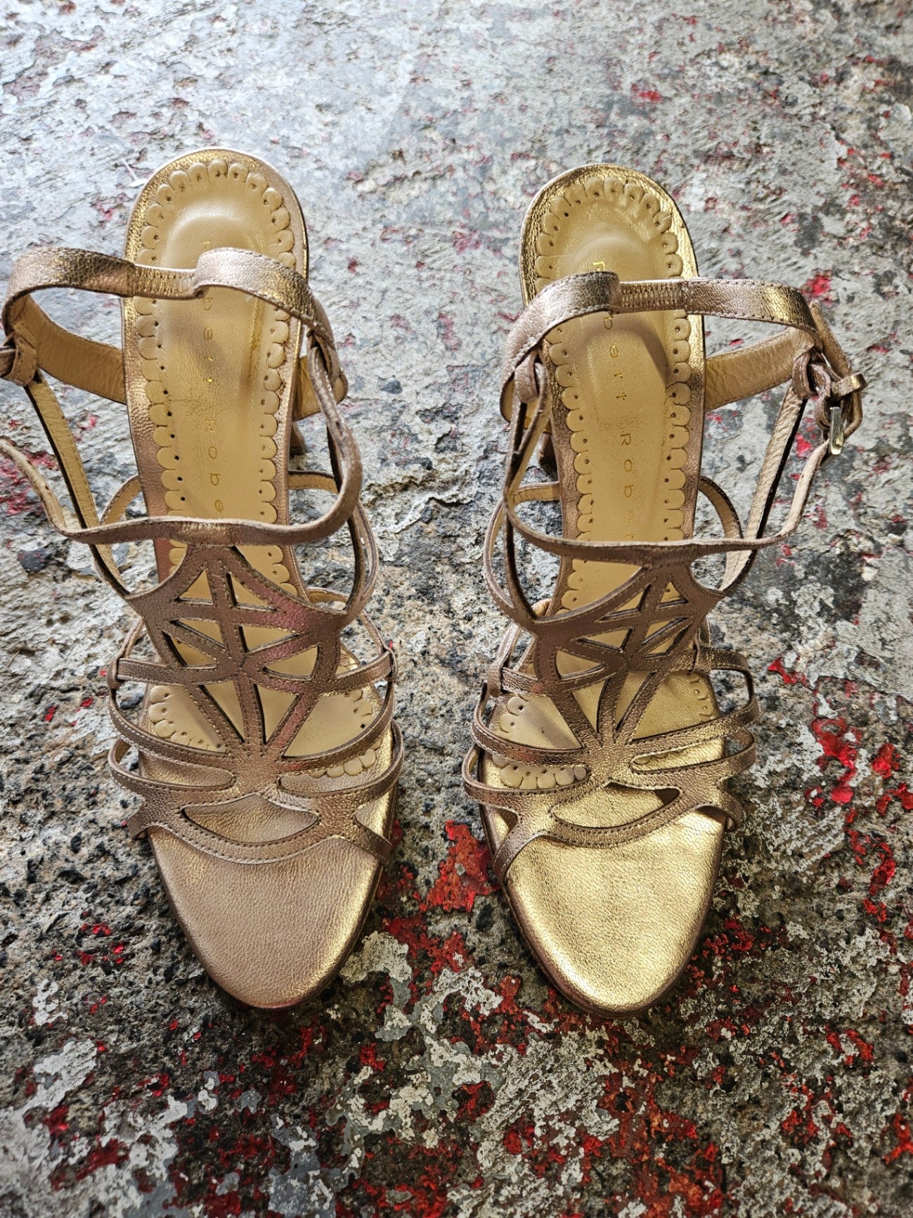 ROBERT ROBERT LEATHER HIGH HEEL SHOES ROSE GOLD SIZE 40