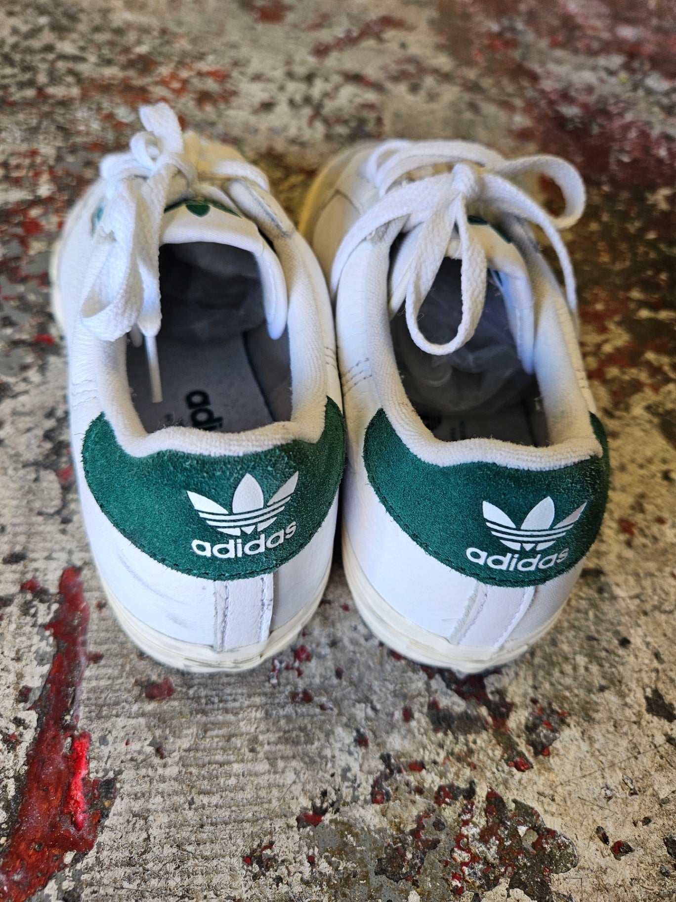 ADIDAS LEATHER SNEAKERS WHITE GREEN SIZE 8US