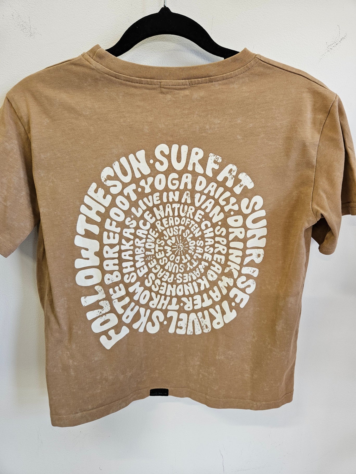 SALTY SHREDS COTTON T SHIRT CARAMEL ACID WASH SIZE 8-10Y