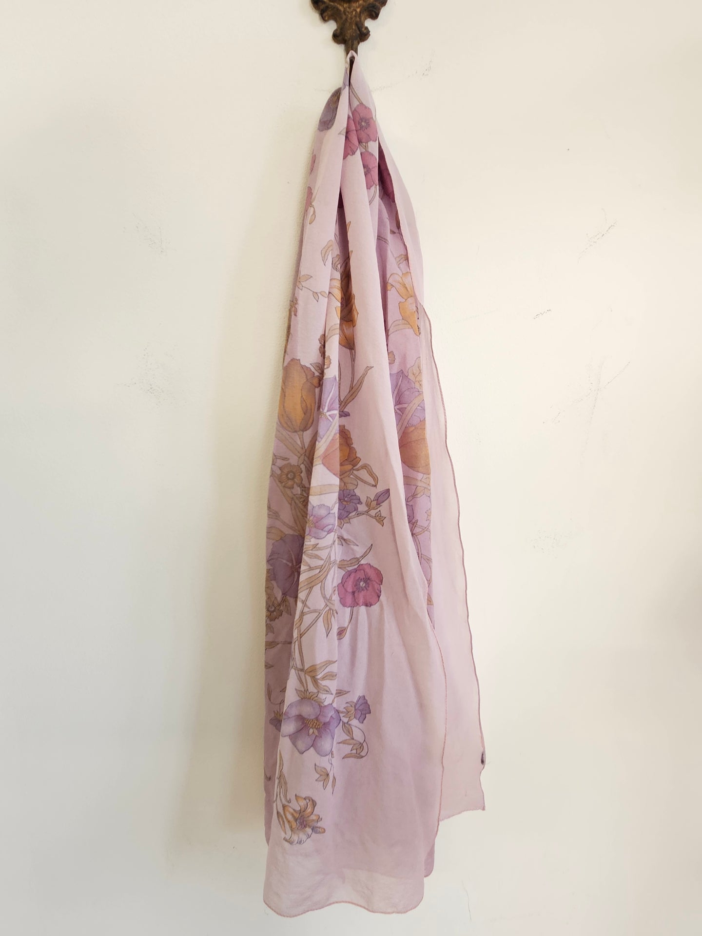 SILK SCARF LAVENDER FLORAL SIZE