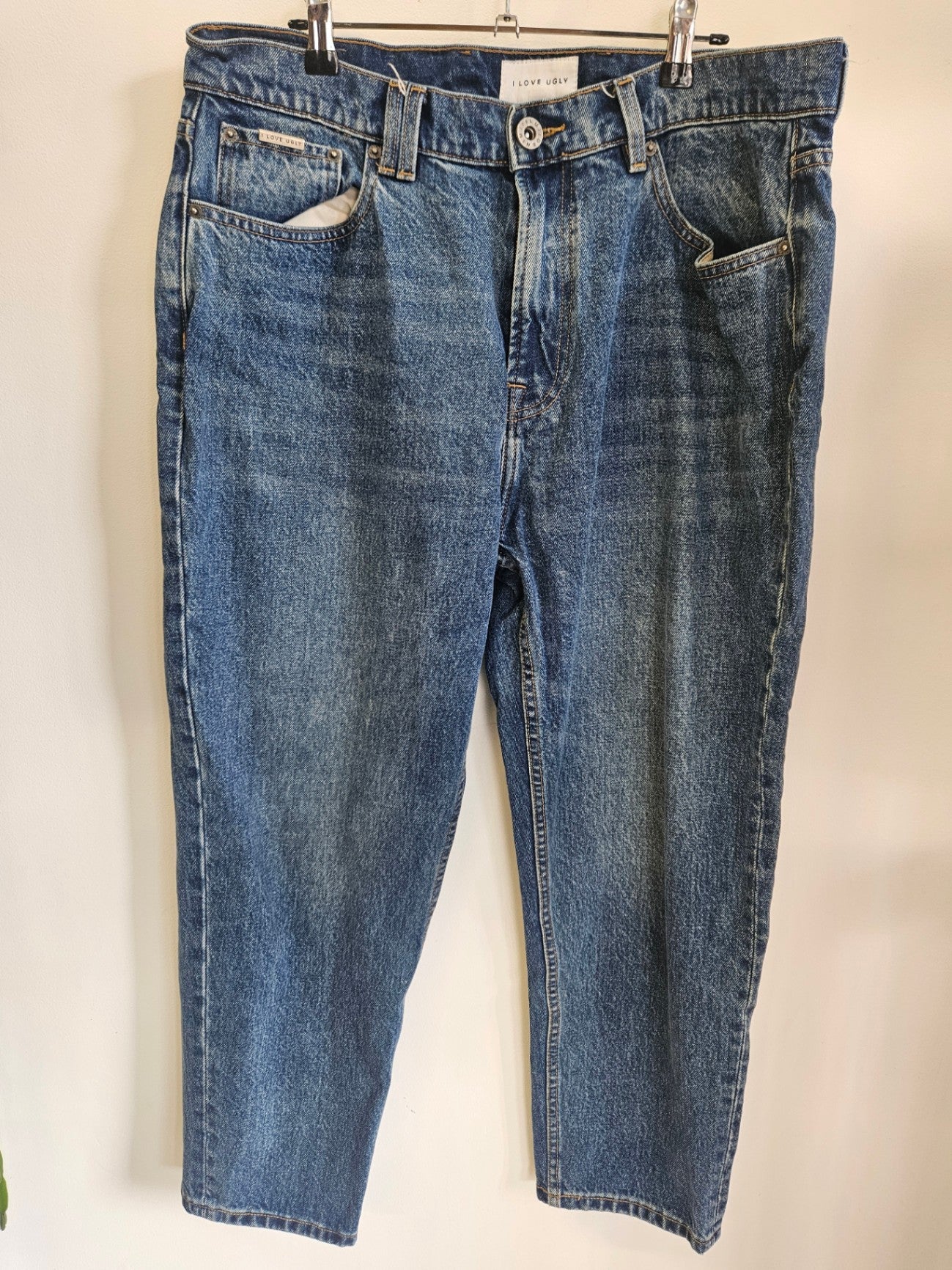 I LOVE UGLY DENIM JEANS MID BLUE SIZE XL
