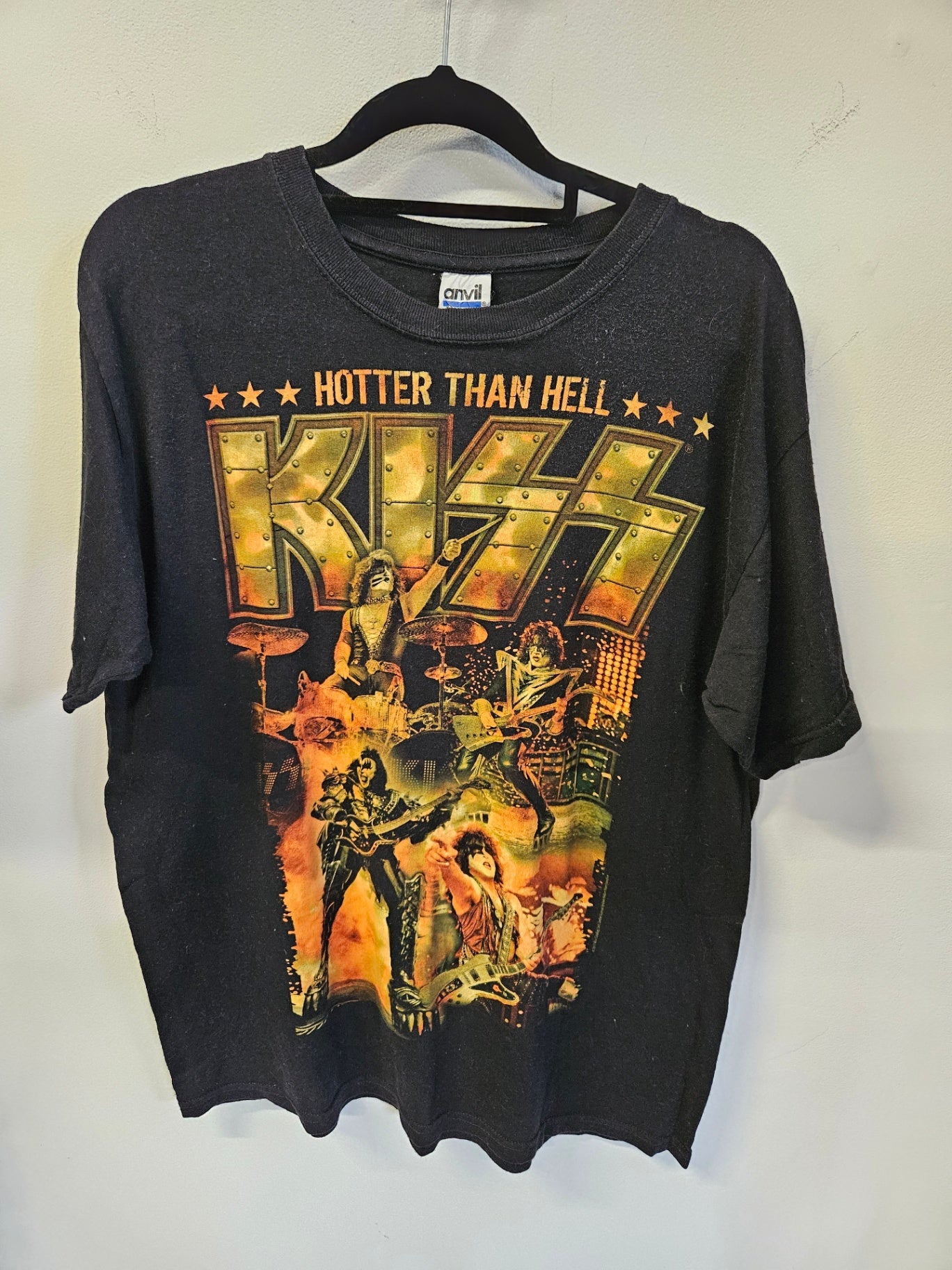 ANVIL COTTON GRAPHIC TEE BLACK SIZE XS