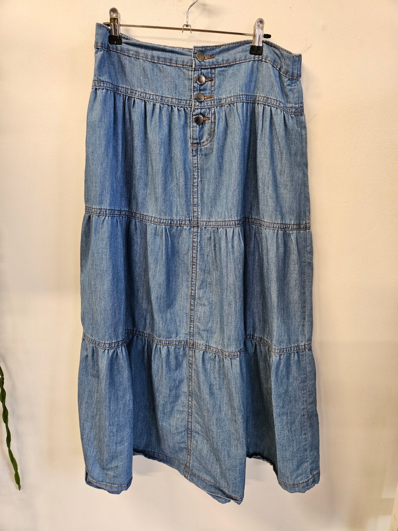 CHAMBRAY MAXI SKIRT MID BLUE SIZE 12