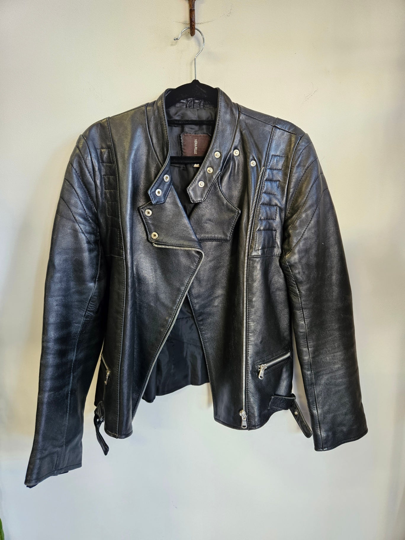 VERA PELLE LEATHER JACKET BLACK SIZE 12